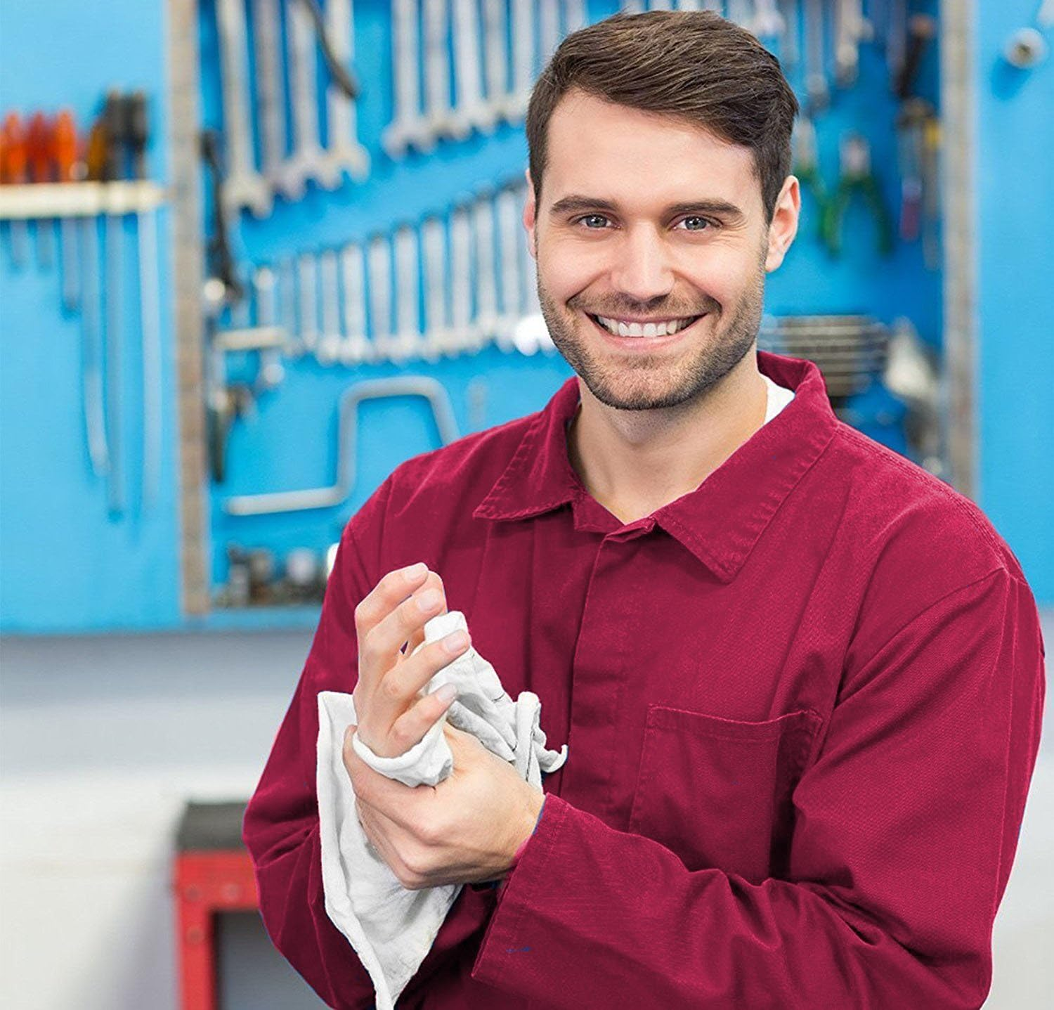 SIMPLI-MAGIC 79142 Shop Towels 14"X12", 150 Count (Pack of 1), Cotton, White - White- Full Case image number 7