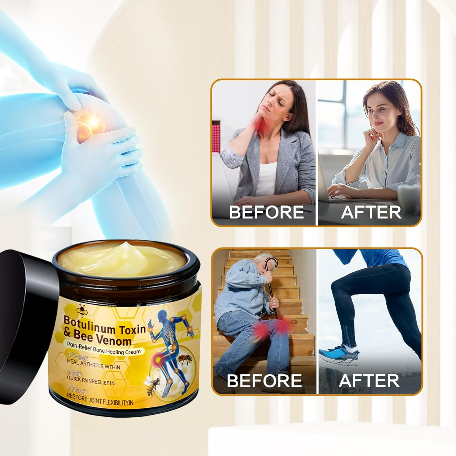 Botulinum Toxin & Bee Venom Cream Australia for Back, Neck, Hands, Knee(60G/1Pc)