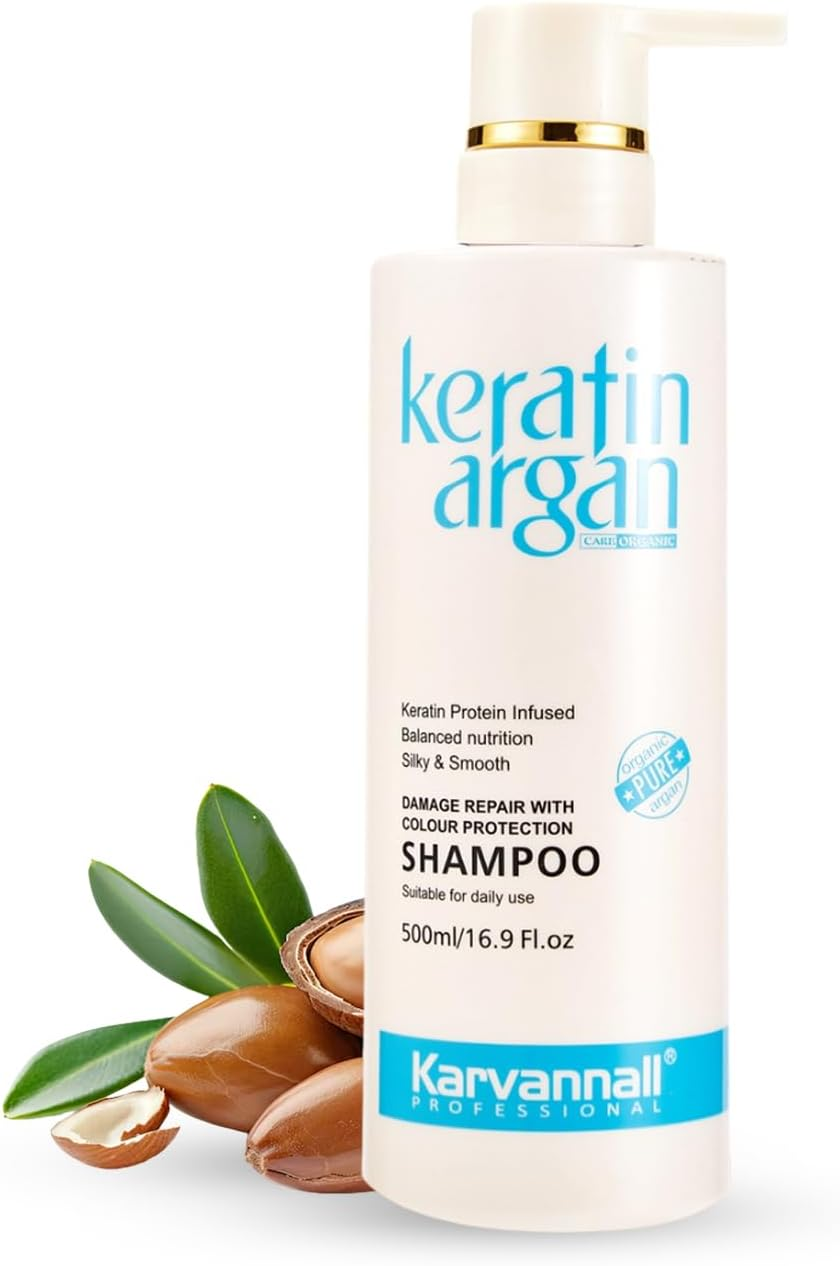Professional Keratin Shampoo with Argan Oil 16.9Oz &ndash; Damaged Hair Shampoo, Damage Repair, Anti-Hair Loss, Silky Smooth, Sulfate & Paraben Free, for All Hair Types - 500Ml image number 2