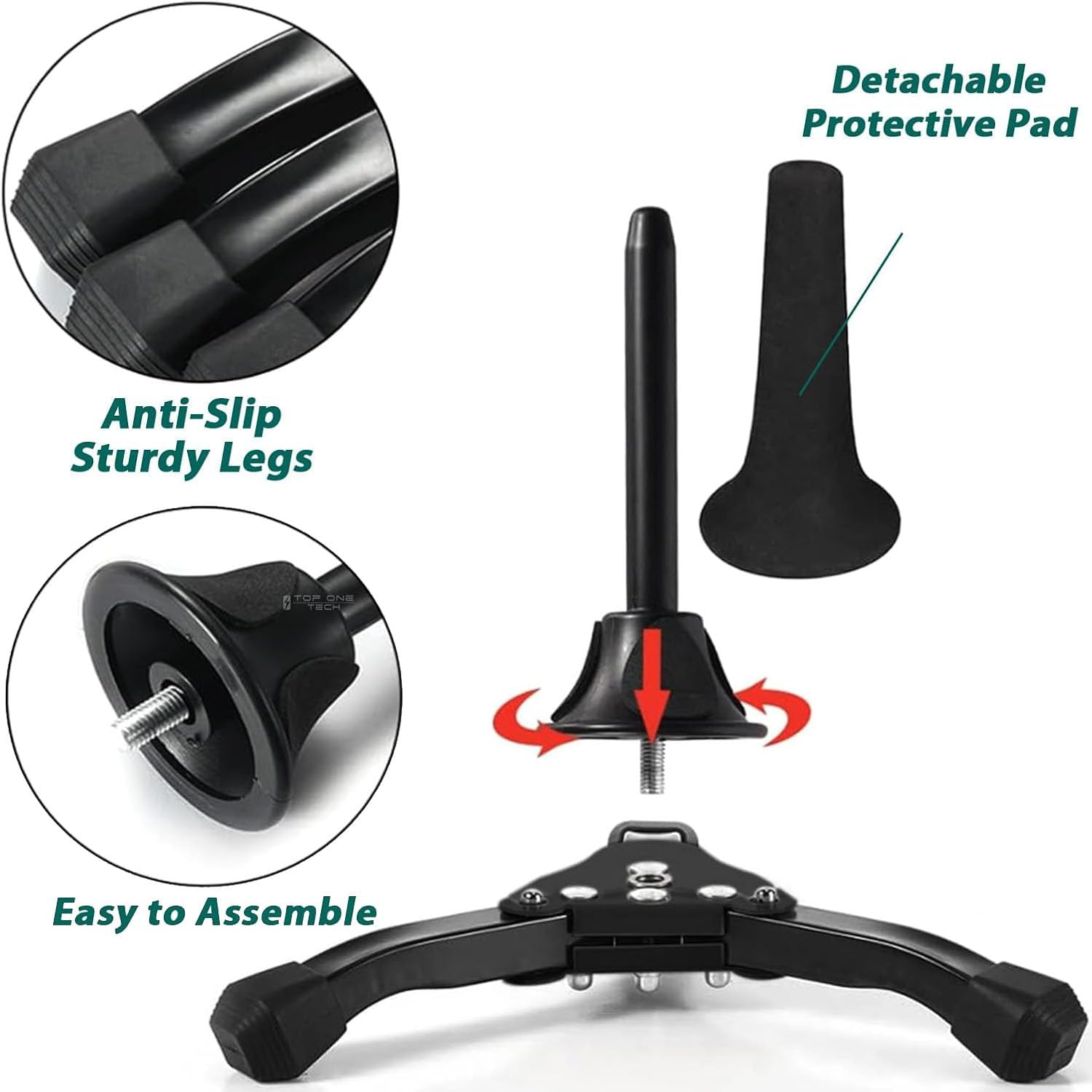 KESERLIG Portable Foldable Tripod Stand Holder with Protective Pad, Anti-Slip Sturdy Holder for Oboe, Flute, Clarinet, Straight Saxophone Wind Instrument