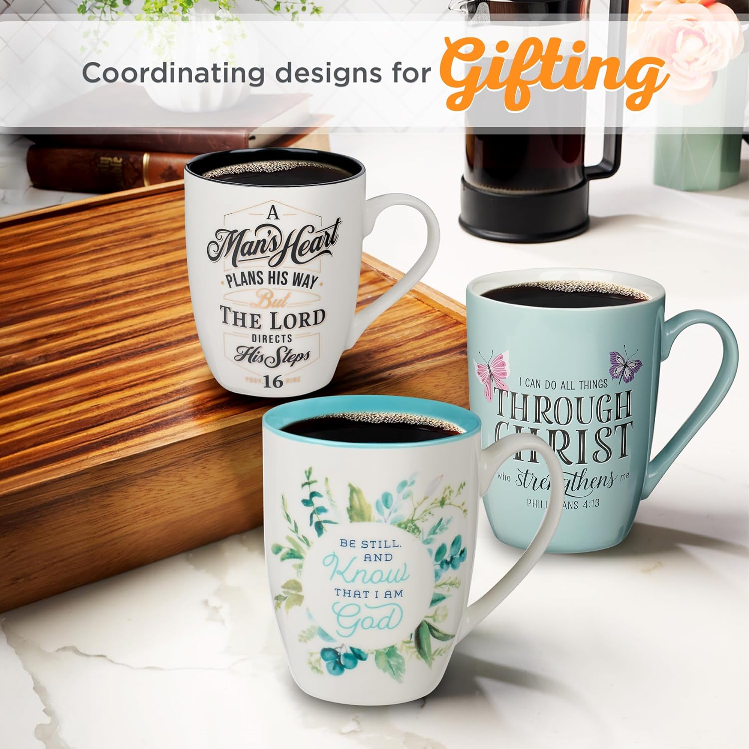 Christian Art Gifts Women'S Ceramic Coffee & Tea Mug: Be Still and Know - Psalm 46:10 Scripture, Microwave/Dishwasher Safe Cup, Lead-Free/Non-Toxic Religious Drinkware, Teal/White Floral, 12 Fl. Oz. - Be Still/Teal  White image number 6