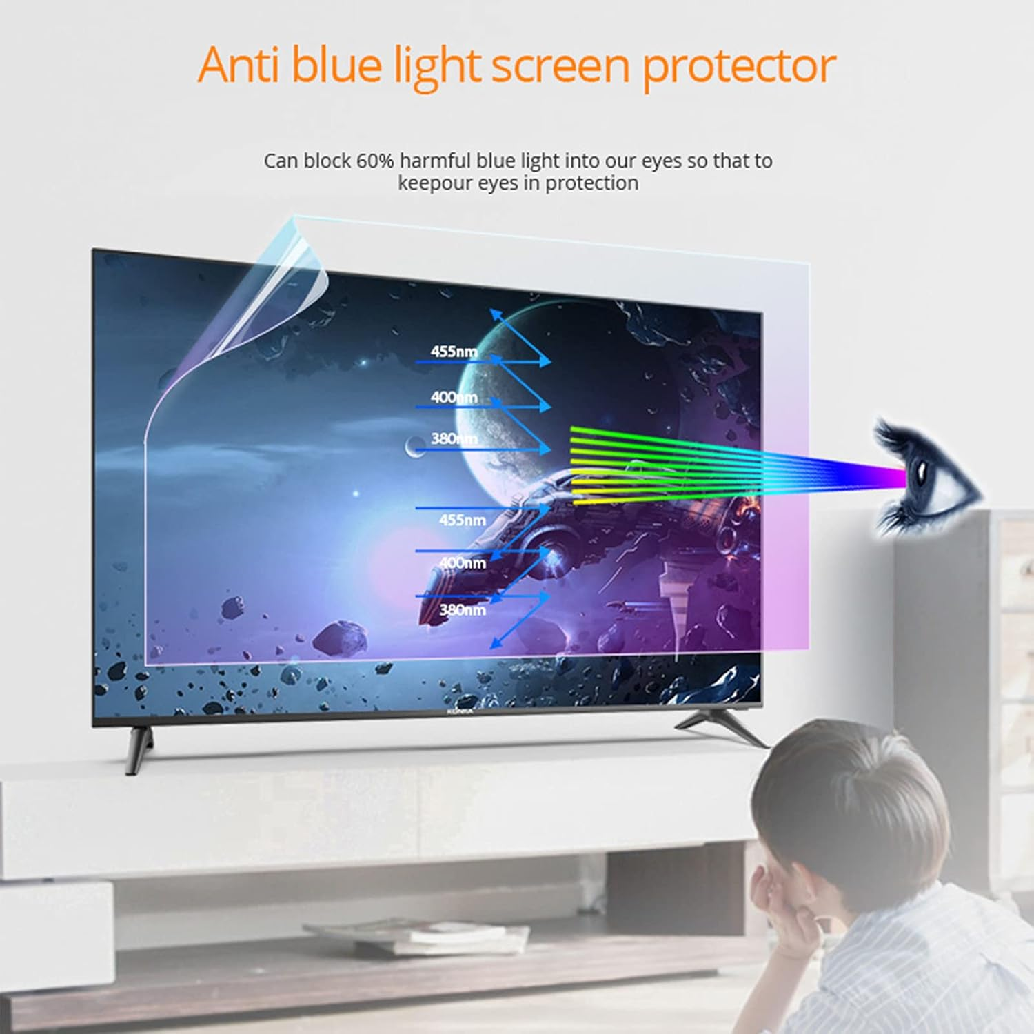 Anti-Blue Light TV Screen Protection Film for 42-75 Inch, anti Glare/Anti Reflective, Matte anti Scratch Reduce Eye Fatigue, for LCD LED OLED HDTV,55" 1221 * 689