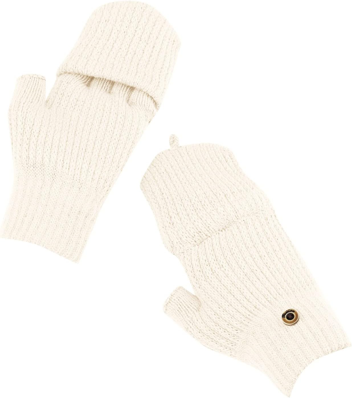 Women'S Breathable Gloves Winter Knit Convertible Fingerless Gloves Wool Gloves Thermal Gloves Unisex - Beige image number 6