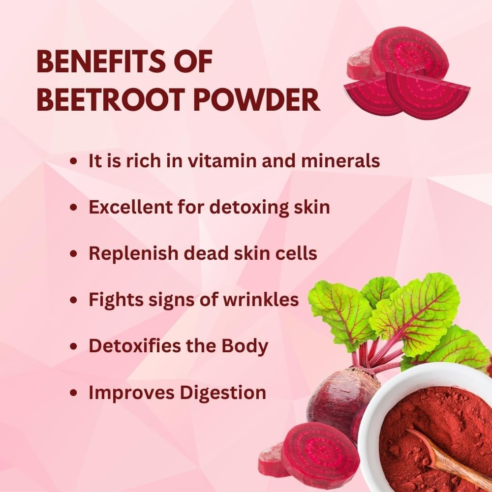 Beetroot Powder 114 G | 100% Pure Raw Red Beetroot Superfood for Drinks, Juice, Recipes| Vegan, Non GMO, Gluten Free. image number 6