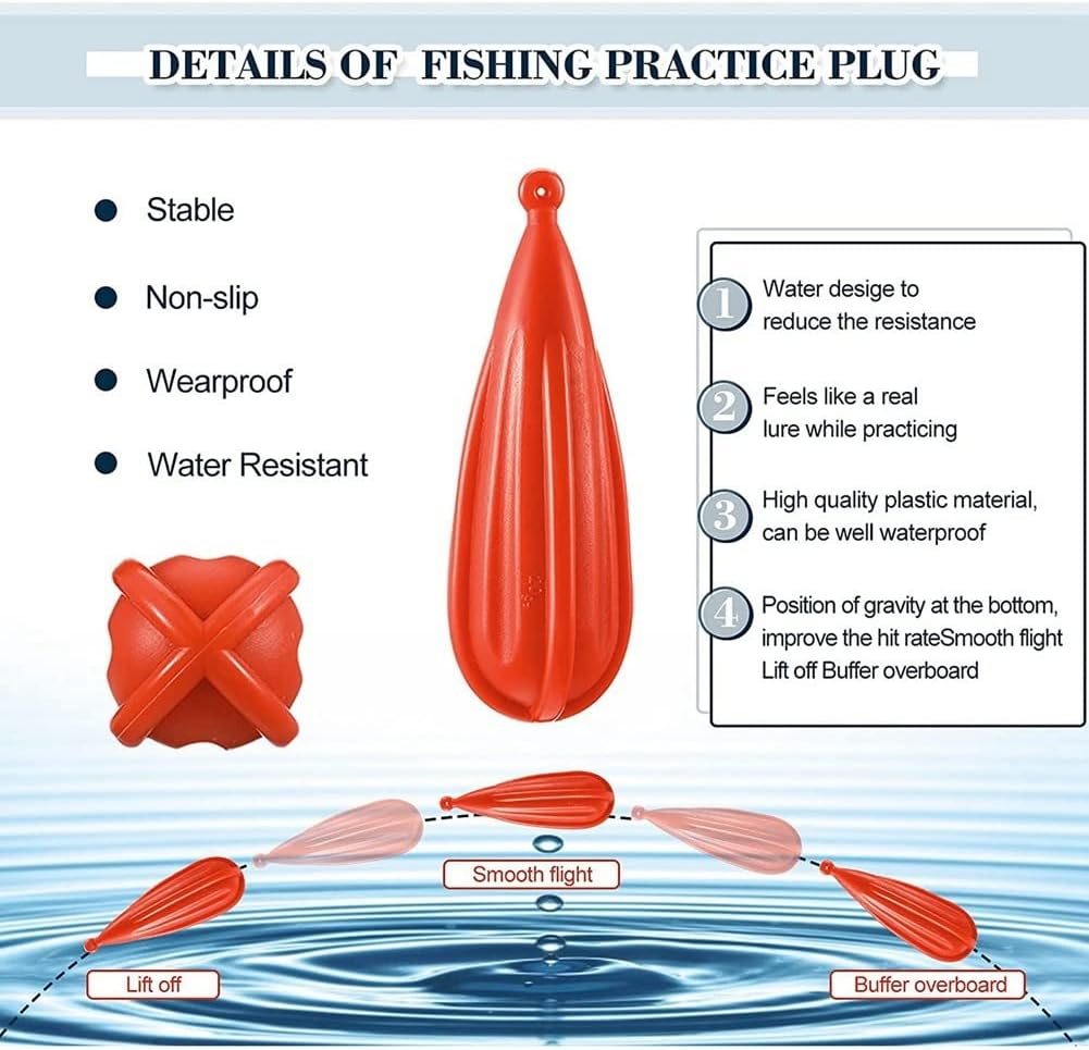 Fishing Practice Plug Fishing Casting Plug Baitcasting Rubber Practice Plug Suitable for Improving Casting Skill,6Pcs image number 6