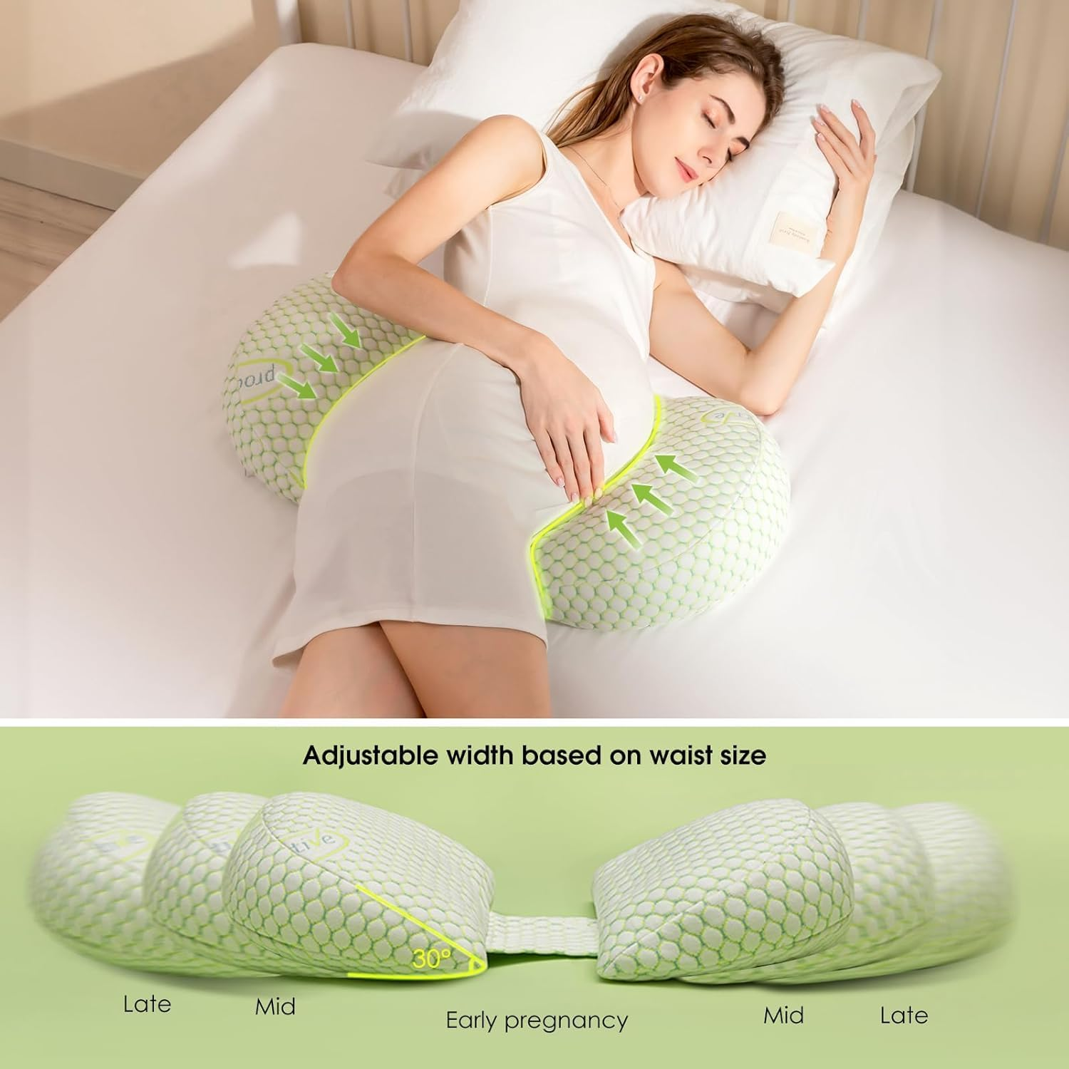 ZONEY Pregnancy Pillow, Maternity Pillow for Pregnant Women, Soft Maternity Pillow with Detachable & Adjustable Pillow Cover, Support for Back, HIPS, Legs, 2 Styles (3 in 1) image number 2