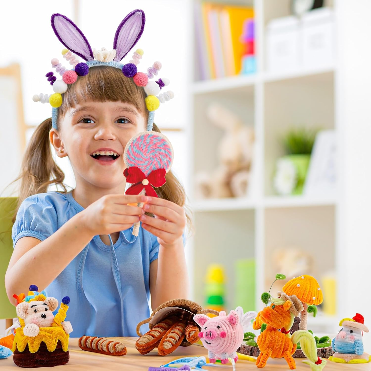 500 Pieces Blue Pipe Cleaners, Chenille Stems, Pipe Cleaner Crafts for DIY Art and Craft Projects Creative Gift Party Decorations image number 4