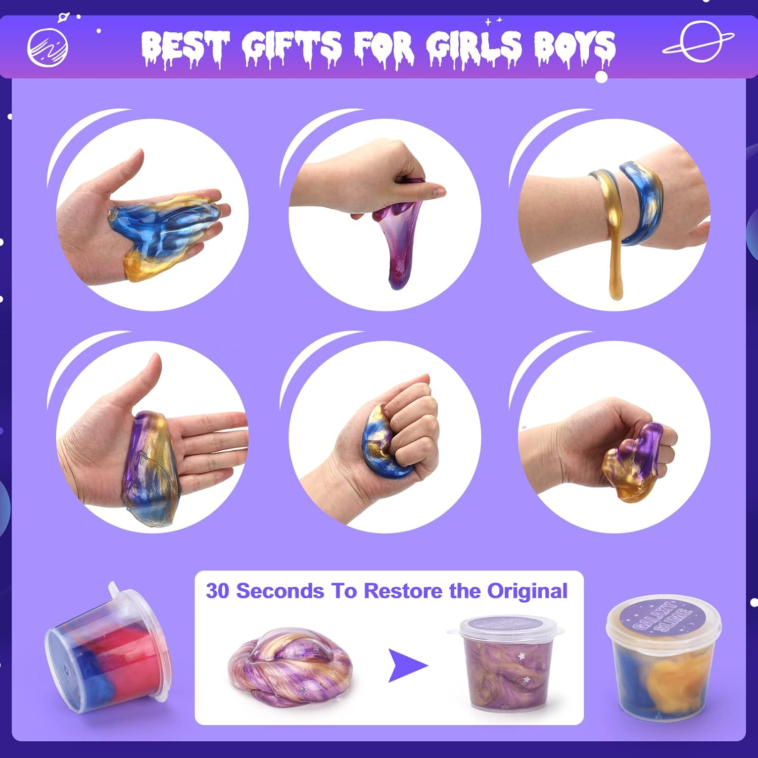 Boys Toys Age 6-8-10: Slime Toys for 5 6 7 8 Year Old Girls Kids Crafts Kits Gifts for 9 8 7 6 Year Old Girls Birthday Presents for Kids Party Favours Slime Kit Anxiety Relief for Adults image number 3