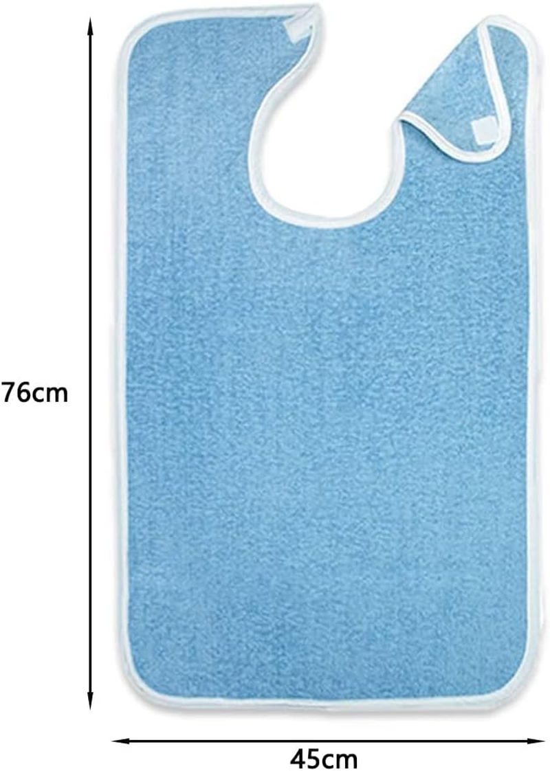 3 Pack Unisex Adult Bibs, Terry Bib Clothing Protectors, Washable Reusable Large Terry Cloth, Waterproof Bib for Eating Women/Men/Elderly image number 3
