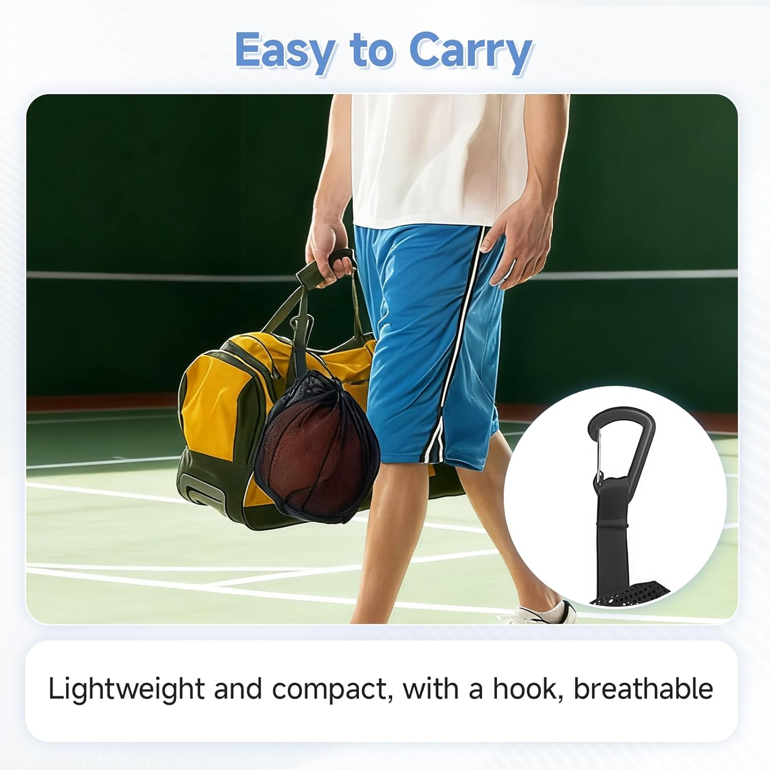 Teccfly Sports Ball Mesh Bag with Zipper Pocket, Durable Drawstring Backpack for Basketball Football Volleyball Soccer, Portable Ball Bag for Training Games Gym, Lightweight Basketball Backpack(Black) image number 1