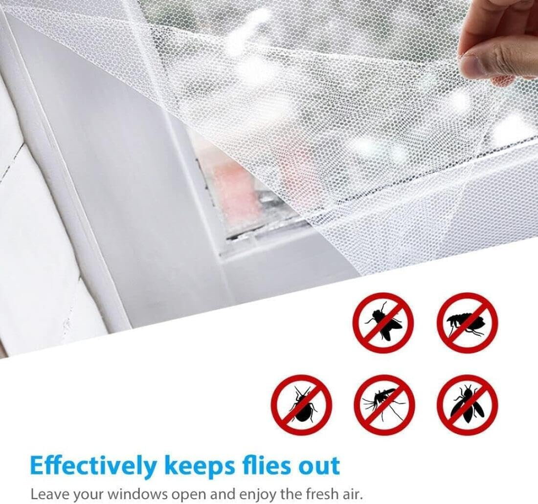 Dolemay 2 Pack Mosquito Net for Window,1.5Mx1.3M DIY anti Mosquito Net for Kitchen Window Net Mesh Screen Mosquito Mesh Curtain Protector Insect Bug Fly Mosquito Window Mesh Screen with 2 Rolls Tapes image number 5