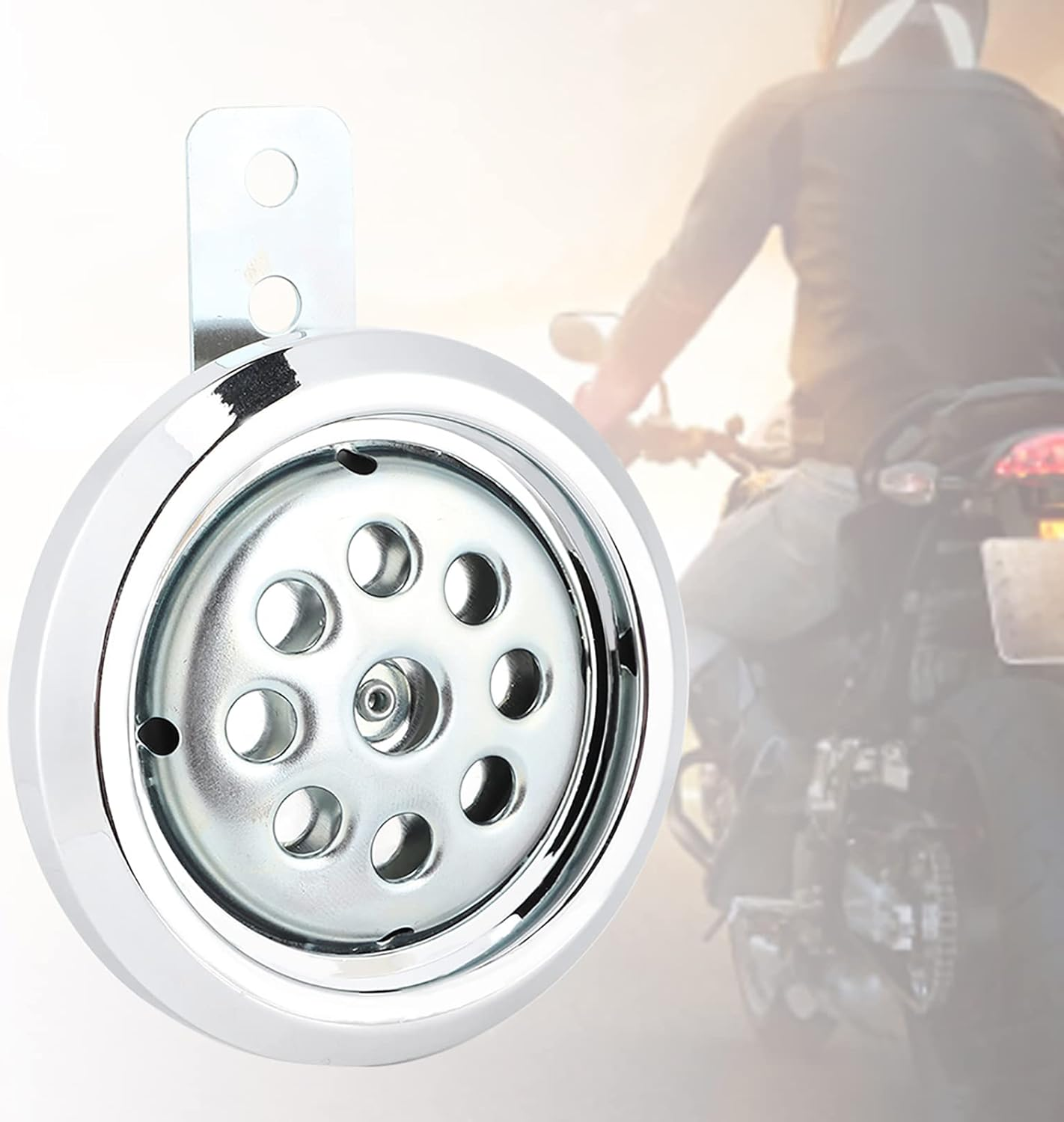 Universial Motorcycle Horn, Motorcycle Waterproof Horns Loud Kit Waterproof round Super Loud Horn Speakers 105Db Loud 12V 85Mm with Chrome Cover Accessories image number 3