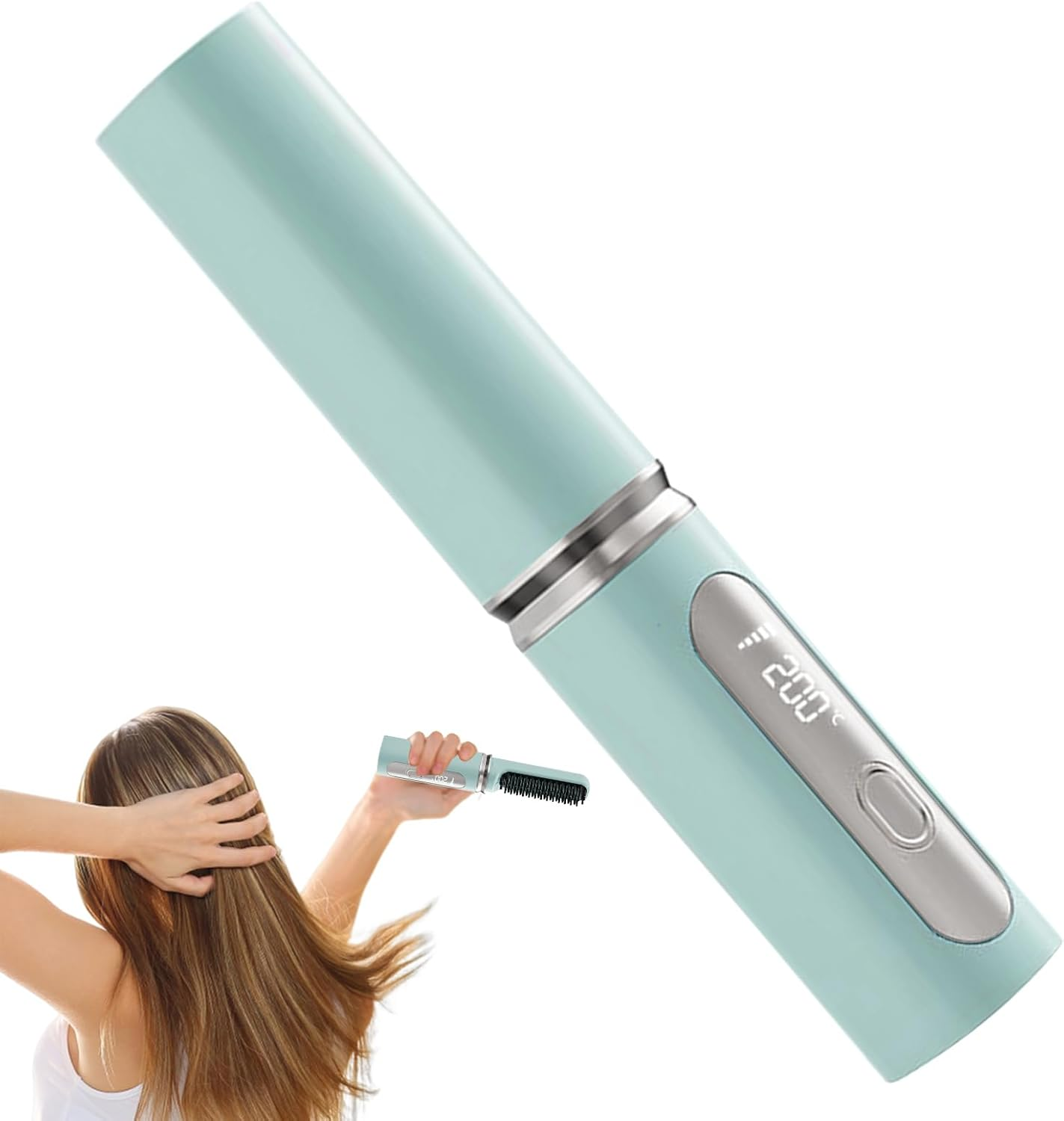 Straightening Brush - Cordless Hair Straightening Brush,Usb Rechargeable Fast Heating Curling Iron Comb Styling Tools for Women Girls All Types Volumizing image number 6