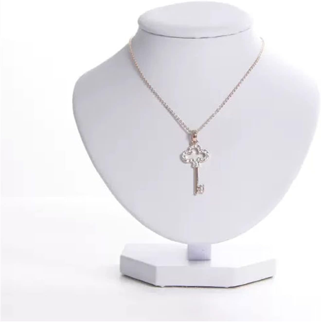 Jewelry Stand PU Faux Leather Necklace Chain Holder Storage Display Show Boutique Stand Mannequin Bust Home Organisation Jewelry Organizer for Women Jewelry Holder Jewelry Display (Color : White-B, image number 3