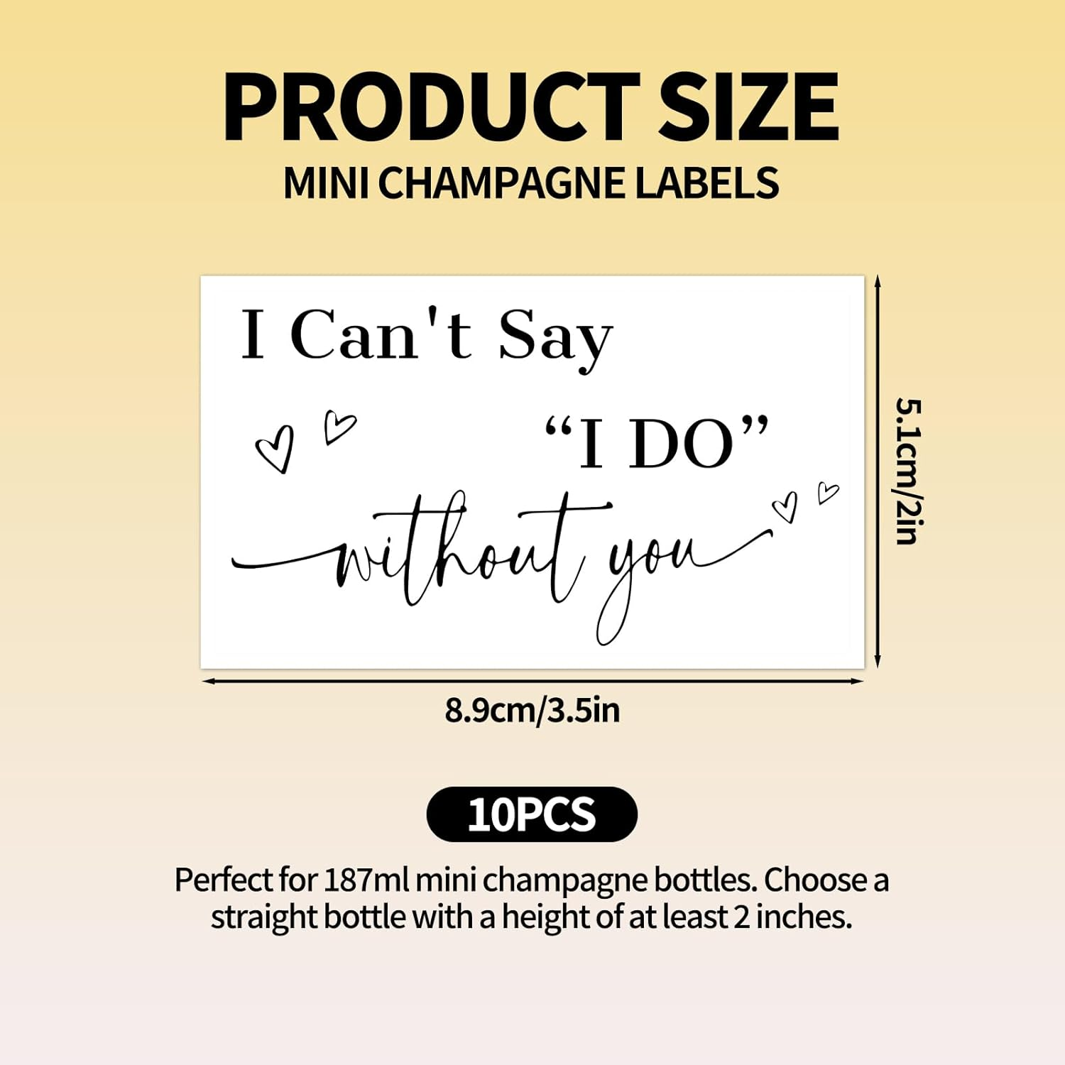 BOXOB 10Pcs Bridesmaid Proposal Mini Champagne Labels, Black I Can'T Say I Do without You Stickers Bridesmaid Proposal Stickers Decor for Bridal Shower Bachelorette Party Supplies Decorations image number 1