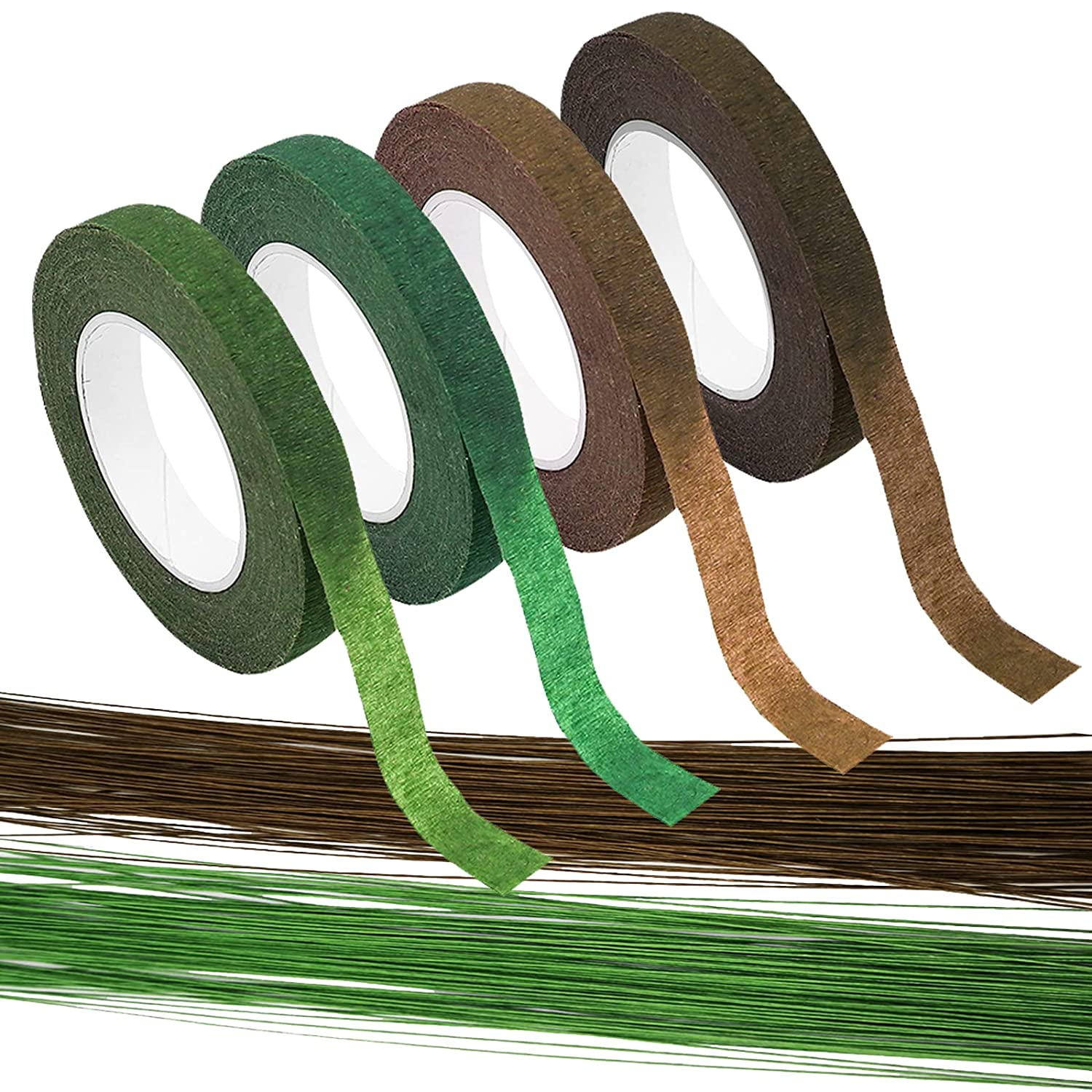 Findtop 6 PCS Floral Arrangement KIT, 4 Rolls 1/2 Wide 30Yard/Roll Floral Tapes and 18 Gauge Floral Wire 50/Pack for Bouquet Stem Wrapping and Floral Crafts image number 6