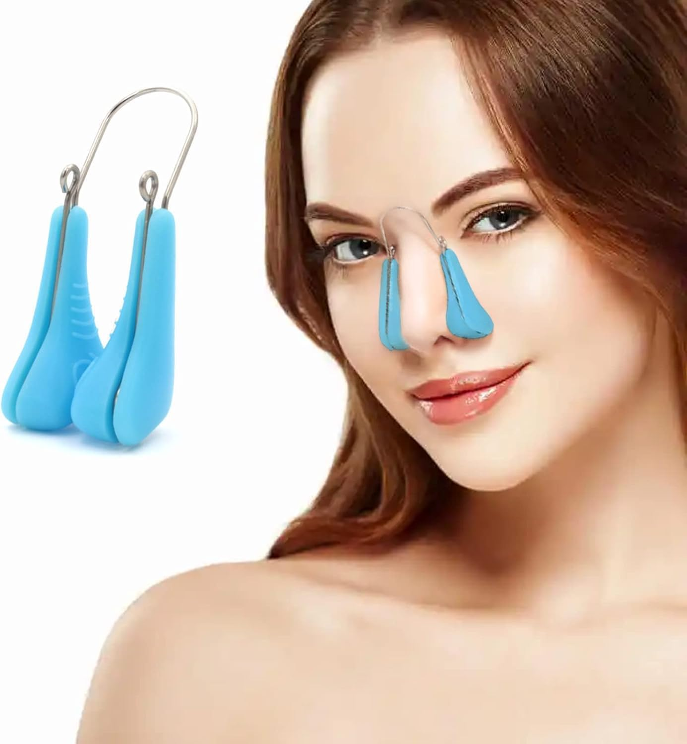 Nose Shaper Lifter Clip, Silicone Beauty up Lifting Soft Safety Pain-Free Silicone Nose Corrector, Bridge Straightener Shrinker for Wide Noses (Blue, One Size) image number 5