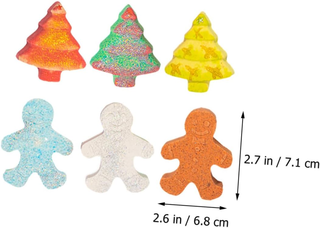 COOLHIYA 6Pcs Christmas Bathing Bomb Salt Ball Gingerbread Man Skin-Friendly Bubble Bath Salt image number 2