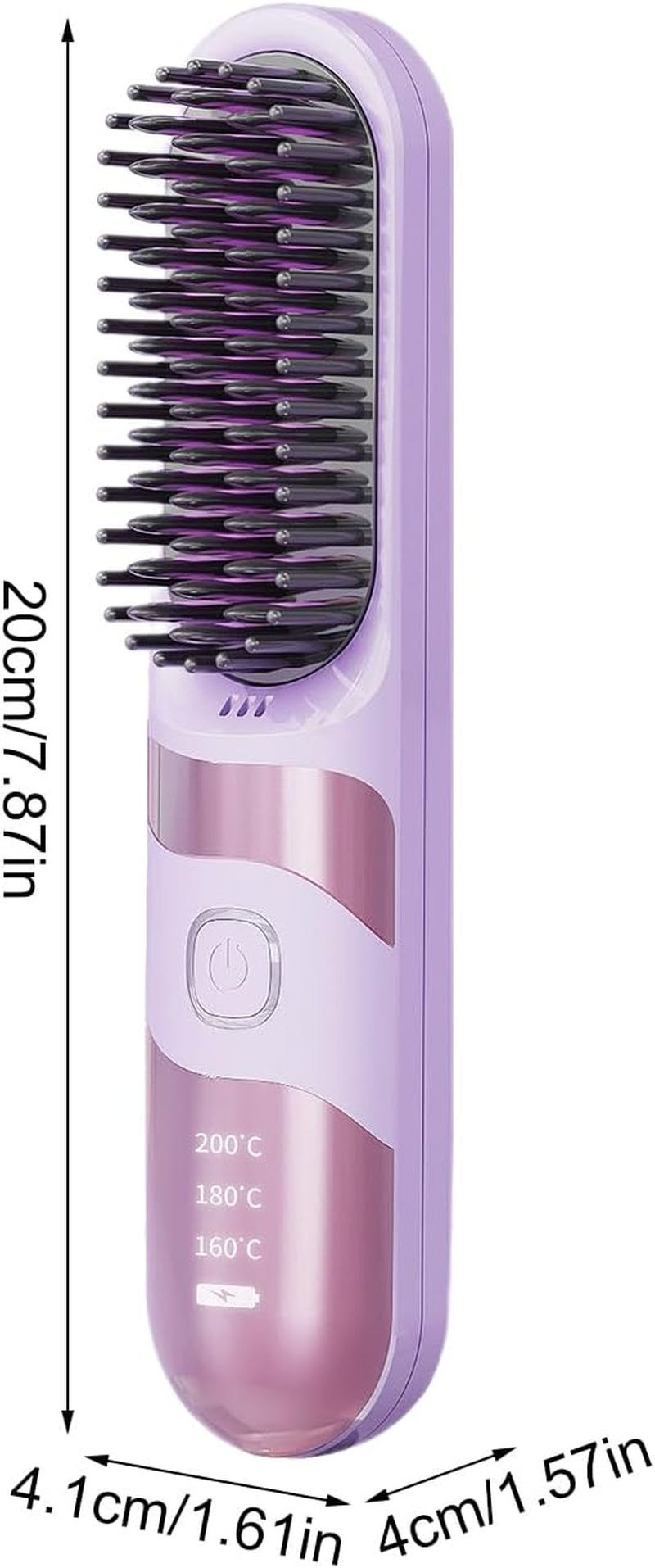 Travel Hair Straightener | Wireless Curler Brush | 2-In-1 Cordless Ionic Hair Straightener Brush Anti-Scalding for Travel, Salon, Home - Purple image number 4