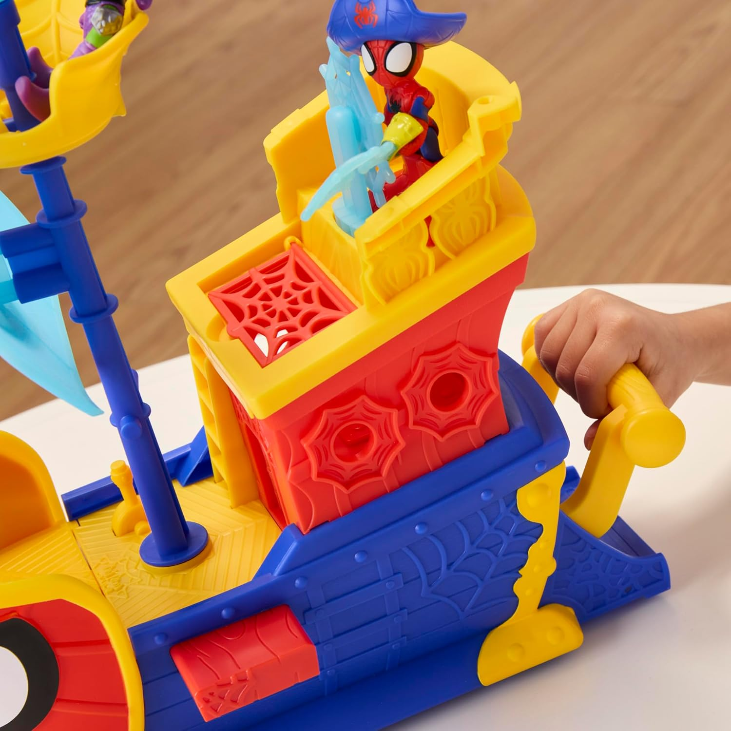 Marvel Spidey and His Amazing Friends Water-Webs Webs Ahoy Bubble Pirate Ship Toy, 3-Inch (7.6) Action Figures & Boat Playset, Super Hero Toys, 3+ image number 4