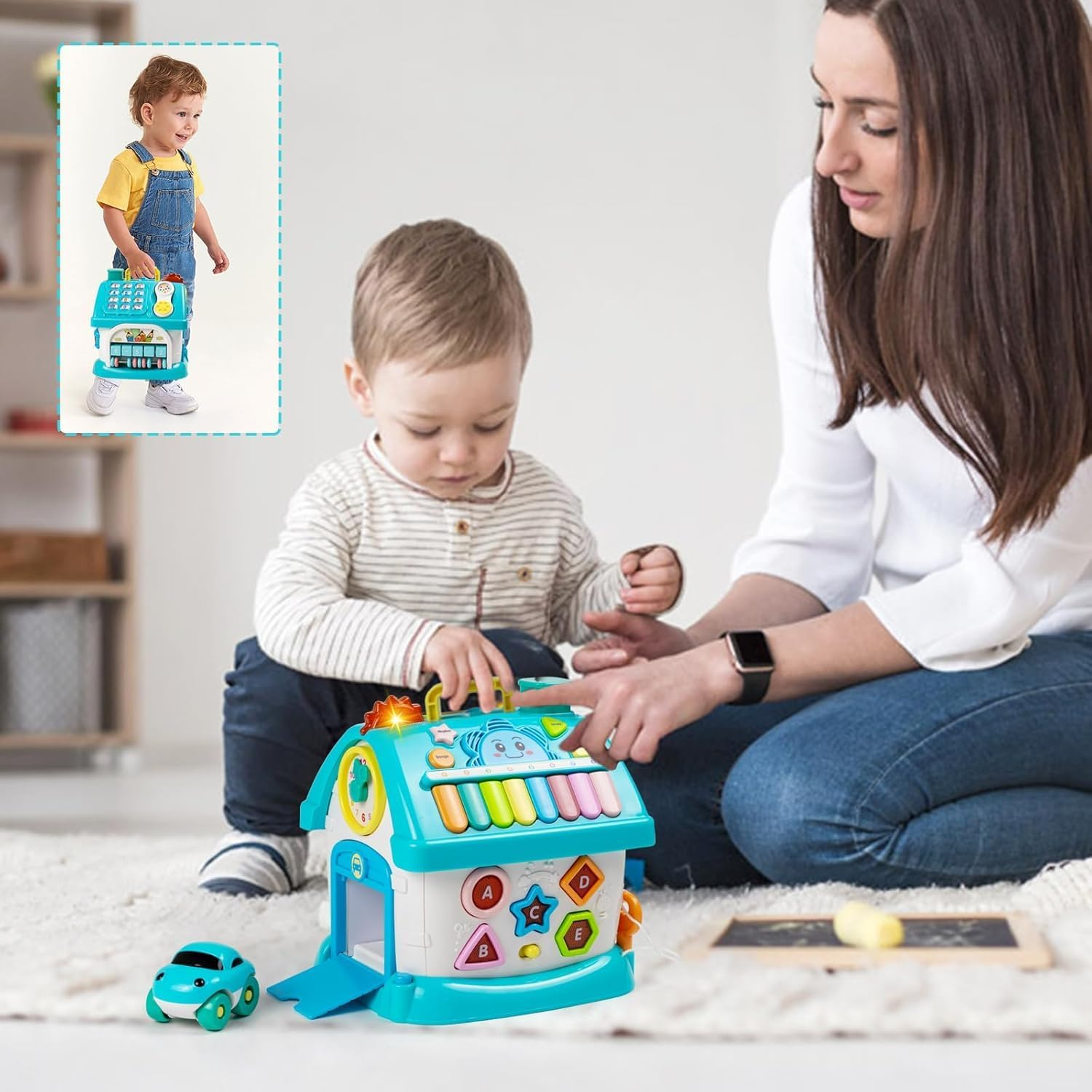 Baby Toys for 1 2 3 Year Old, Toddler Toys Age 1-2, 6-In-1 Montessori Toys with Sound/Lights/Music/Clock/Telephone/Car, Early Educational Birthday for Girl and Boy image number 3