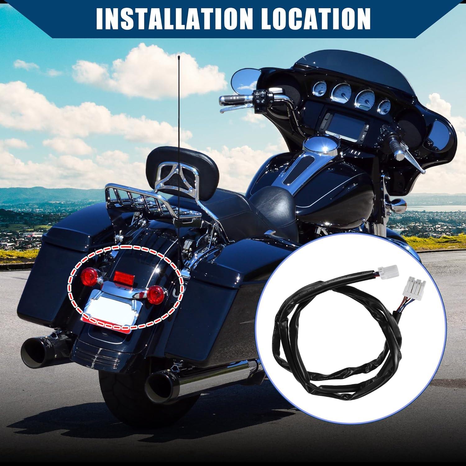 X AUTOHAUX Motorcycle Rear Fender Taillight Wiring Harness for Harley Davison Sportster Dyna Electra Glide/Motor Bike Rear Fender Tail Light Cable 6 8 Position/Durable / 1 Pcs Plastic