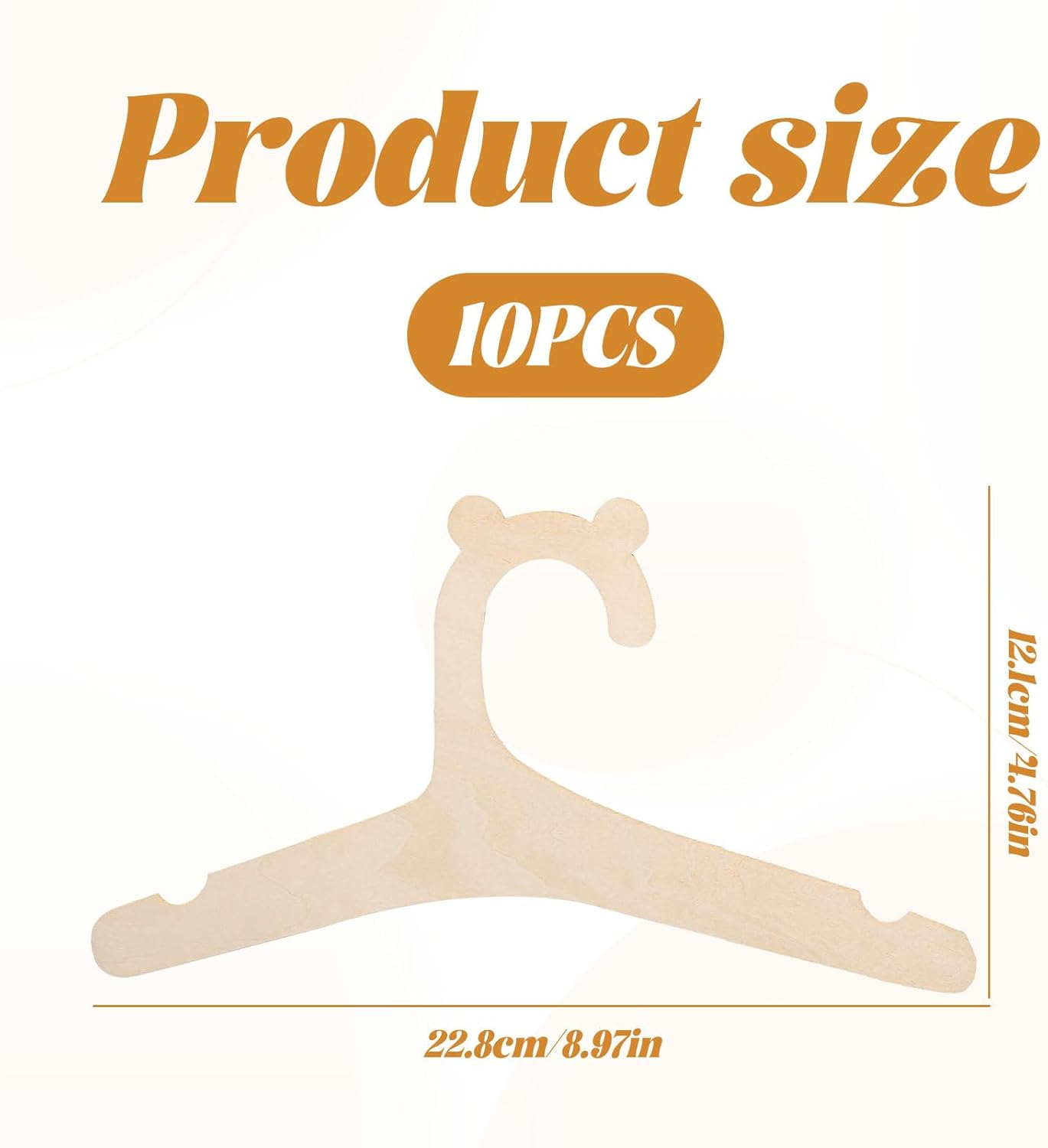 Kids Coat Hangers, 10 Pcs Wooden Kids Hangers, 9 Inch Non-Slip Baby Hangers, Cute Bear Wooden Baby Coat Hangers, Reusable Baby Clothes Hangers for Clothes, Pants, Dresses & Jackets image number 1