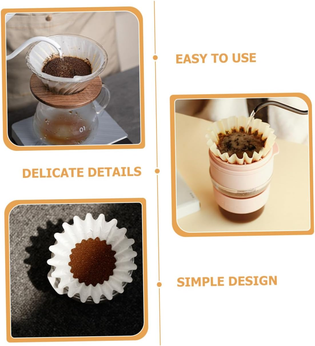 ULTECHNOVO 50Pcs White Small Wave Coffee Filter Papers for Drip Brewing Espresso Accessory Paper Basket Filters for Fresh Flavor Oil and Particle Removal Practical and Use Coffee Supplies image number 5