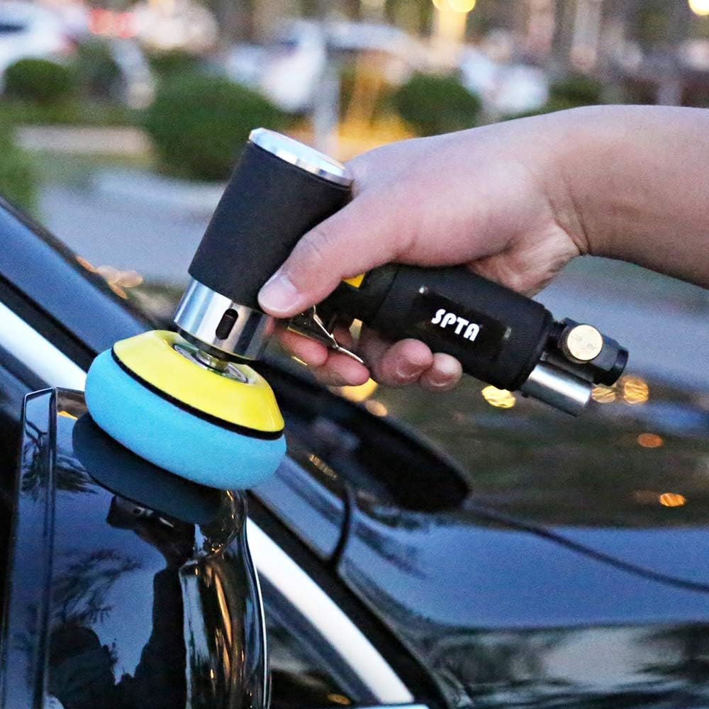SPTA Air Sander Polisher, 25Mm/50Mm/80Mm Random Orbit Sander Polisher Sets with Polishing Pads & Buffing Pads for Car Detailing Polishing image number 6