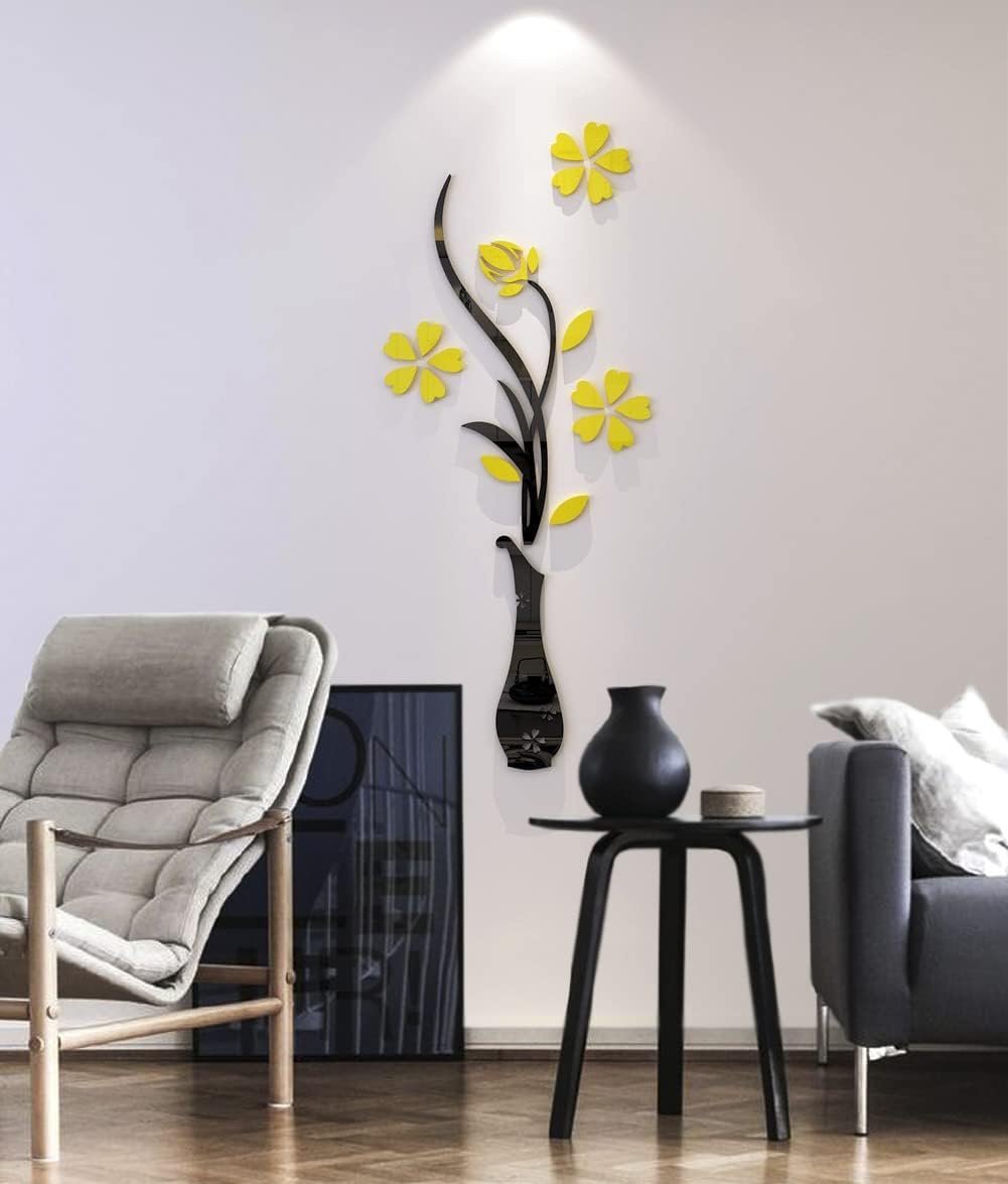 3D Vase Wall Mural for Living Room, Bedroom, Sofa Backdrop, TV Wall, Originality Stickers, DIY Wall Decal, Wall Decorations (Red, 47 X 18 Inches)