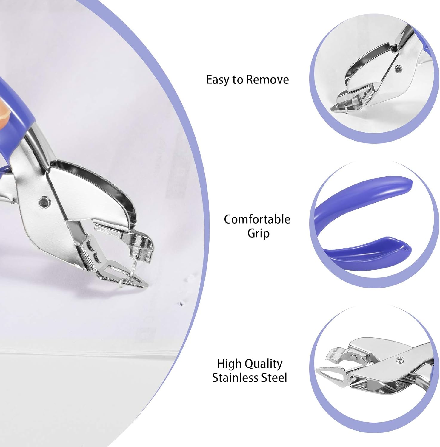 Staple Removers, Heavy Duty Pulltool Family School Office Stapleremover Tool with Non-Slip Handle (Blue) image number 4