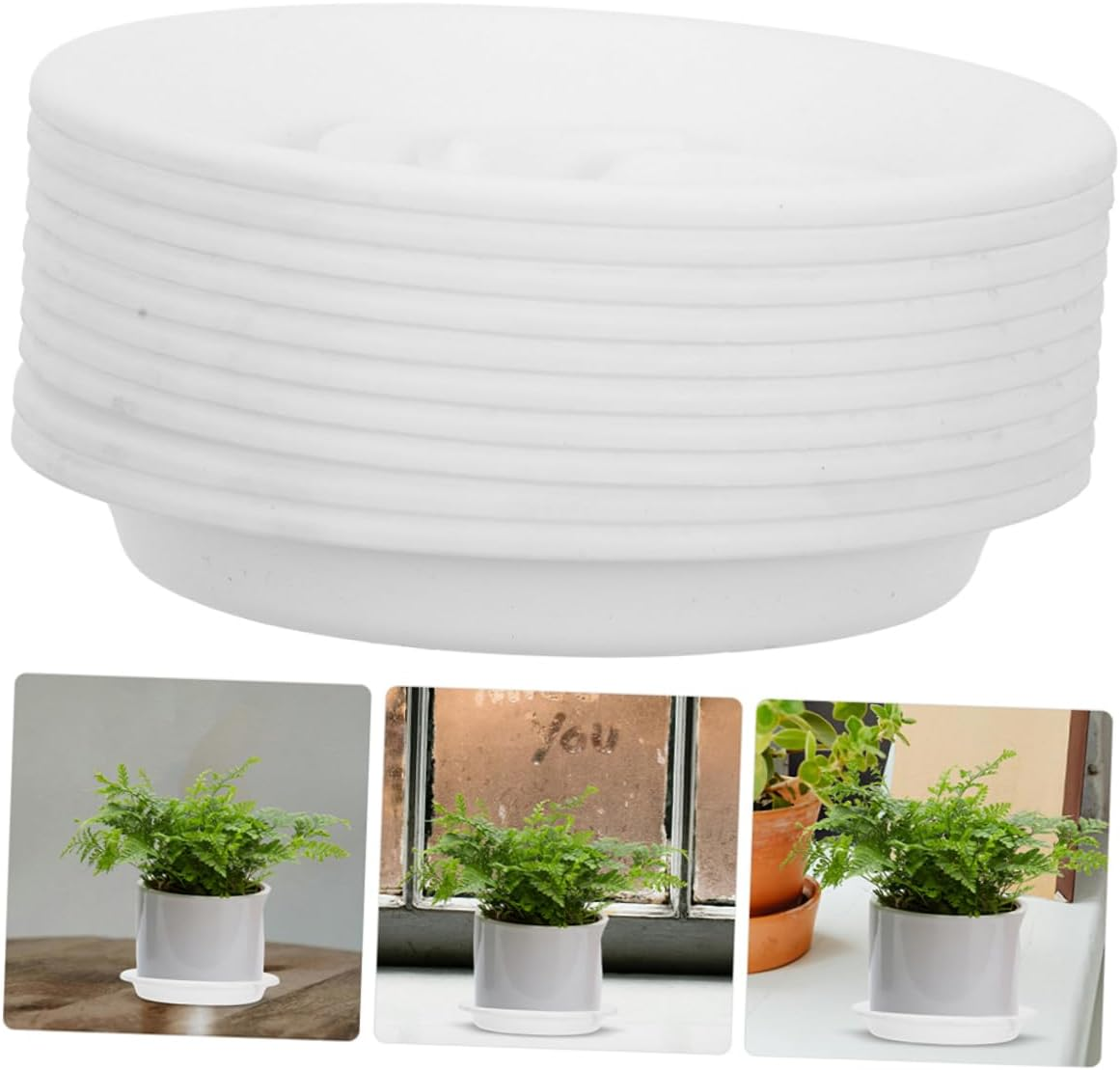 PAMINGONO 10Pcs round Plastic Pot Tray for Indoor and Outdoor Plants Thickened Drainage Saucer for Water Catching and Plant Maintenance Versatile and Sturdy Gardening Tray image number 1