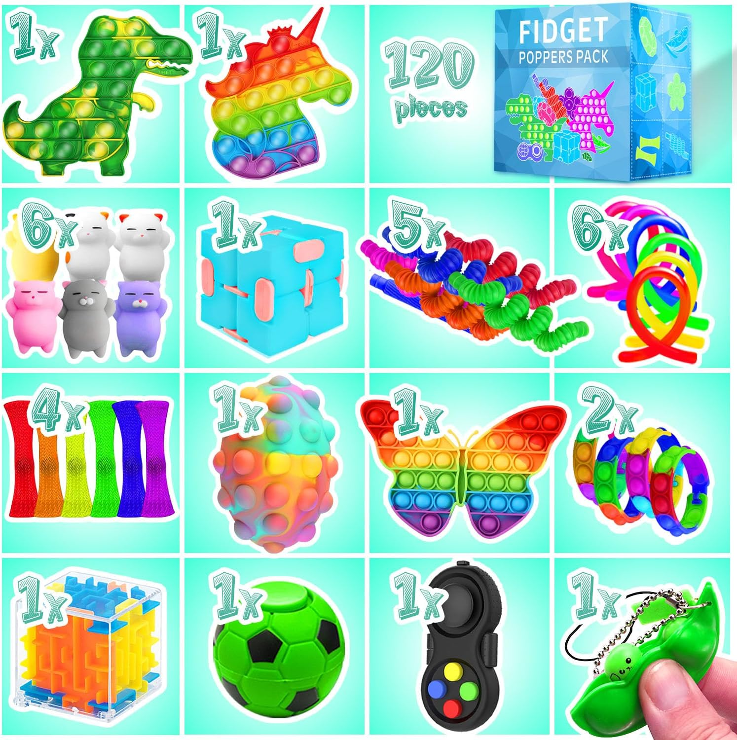 Fidget Toys, 75 Pack Fidgets Set Stocking Stuffers for Kids Party Favors Autism Sensory Toy Bulk Adults Kids Boys Girls Teens Stress Autistic ADHD Anxiety Carnival Treasure Classroom Prizes image number 5