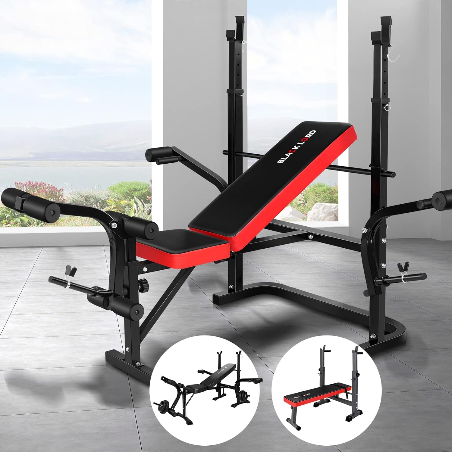 BLACK LORD Multi-Station Weight Bench Press Home Gym Workout Fitness Dip Bar Chin-Up Station Multi Functional Exercise Strength Training Equipment image number 1