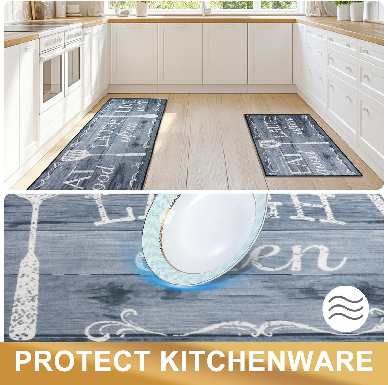 KANGA ROOM Kitchen Rugs, 2 Piece Washable Mats for Laundry & Hallway image number 1