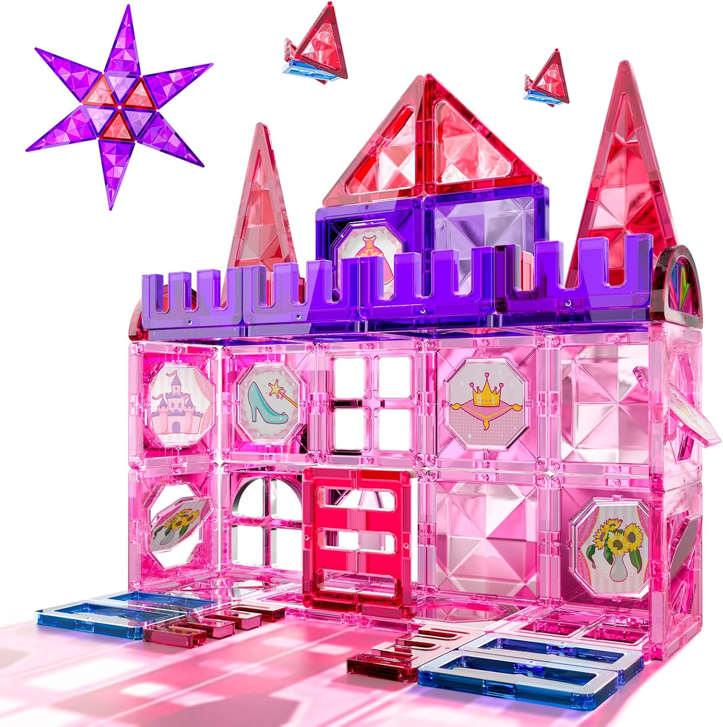 Magnetic Building Tiles Toys for 3 4 5 6 Year Old Girls, Building Educational Stem Toys for Girls Toddlers Kids Ages 1-3 3-5 image number 2