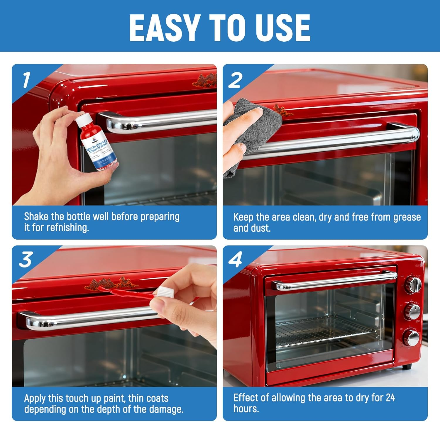 Red Paint Multi Surface Apple Red Touch up Paint Repair for Wall,Door,Cabinets,Wood,Furniture, Appliance,Tile,Porcelain,Touch up Paint Pen for Refrigerators,Washers,Dishwashers,Microwave,Oven