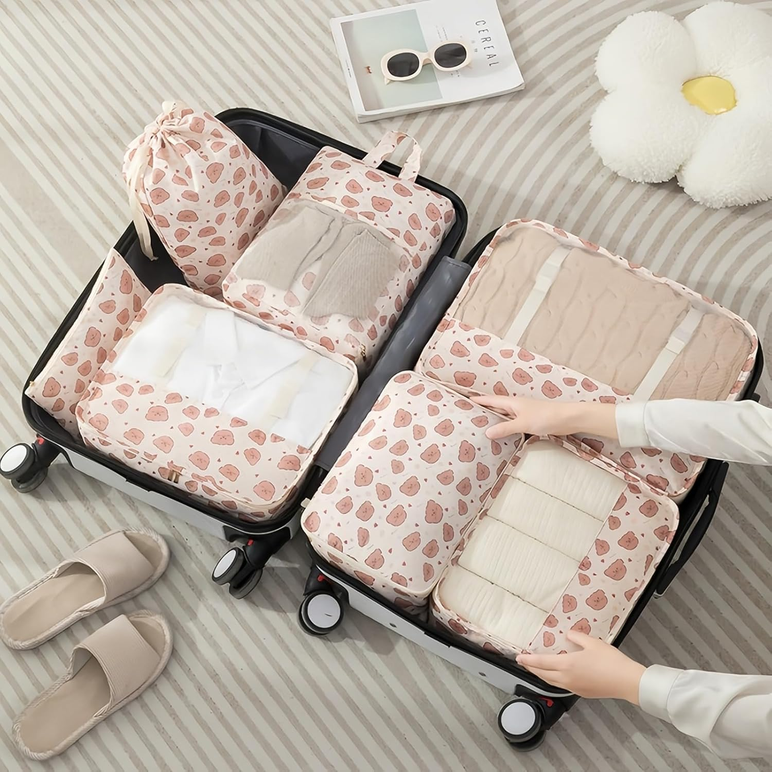 Packing Cubes for Travel, 8Pcs Travel Luggage Organizers for Suitcase, Multi-Size Packing Organizers with Compression Straps & Premium Water-Resistant Fabric image number 1