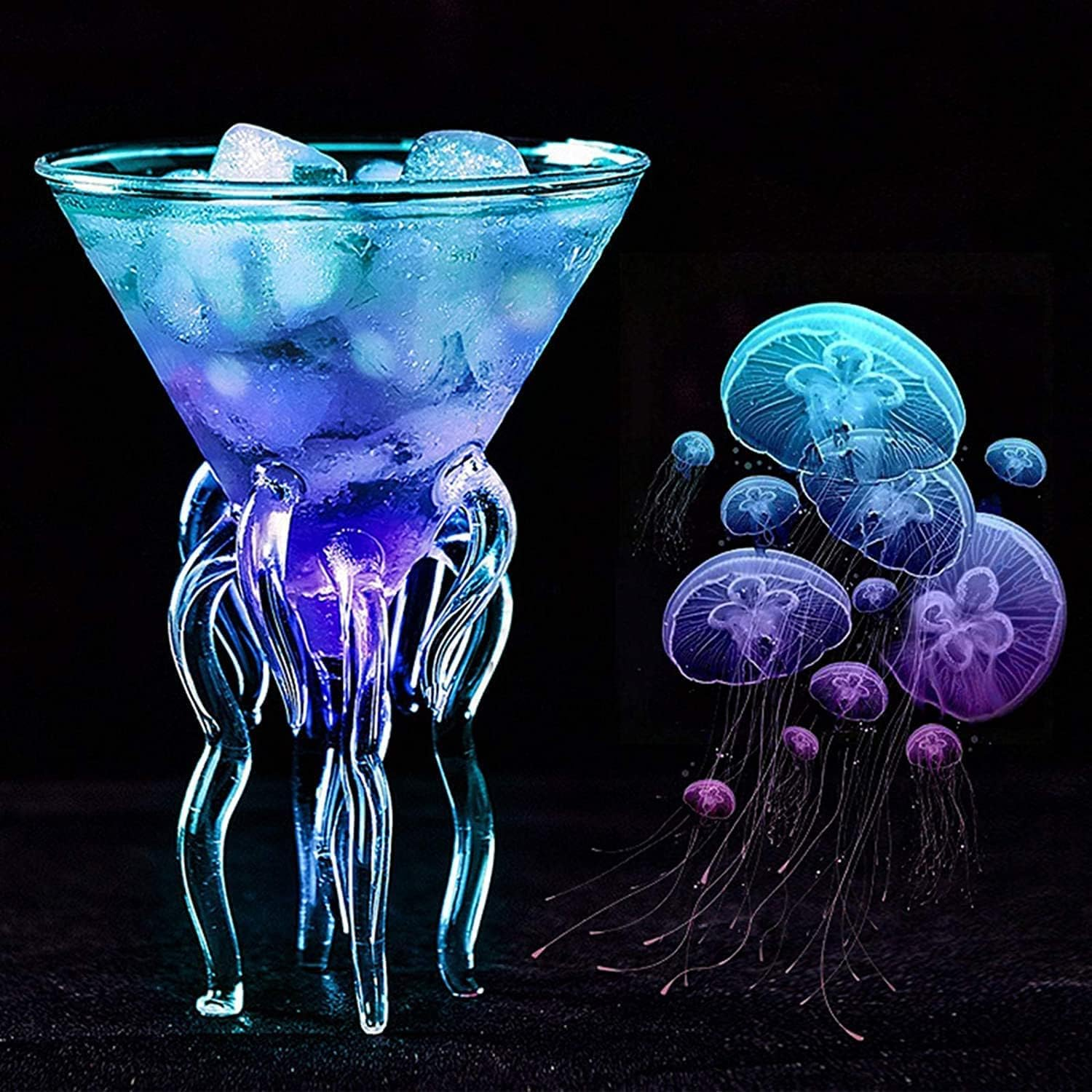 TINGJUNN 2-Piece Set 155ML Creative Octopus Martini Glasses, Cocktail Glasses, Premium Crystal Clear Glasses for Home, Weddings and Celebrations. image number 3