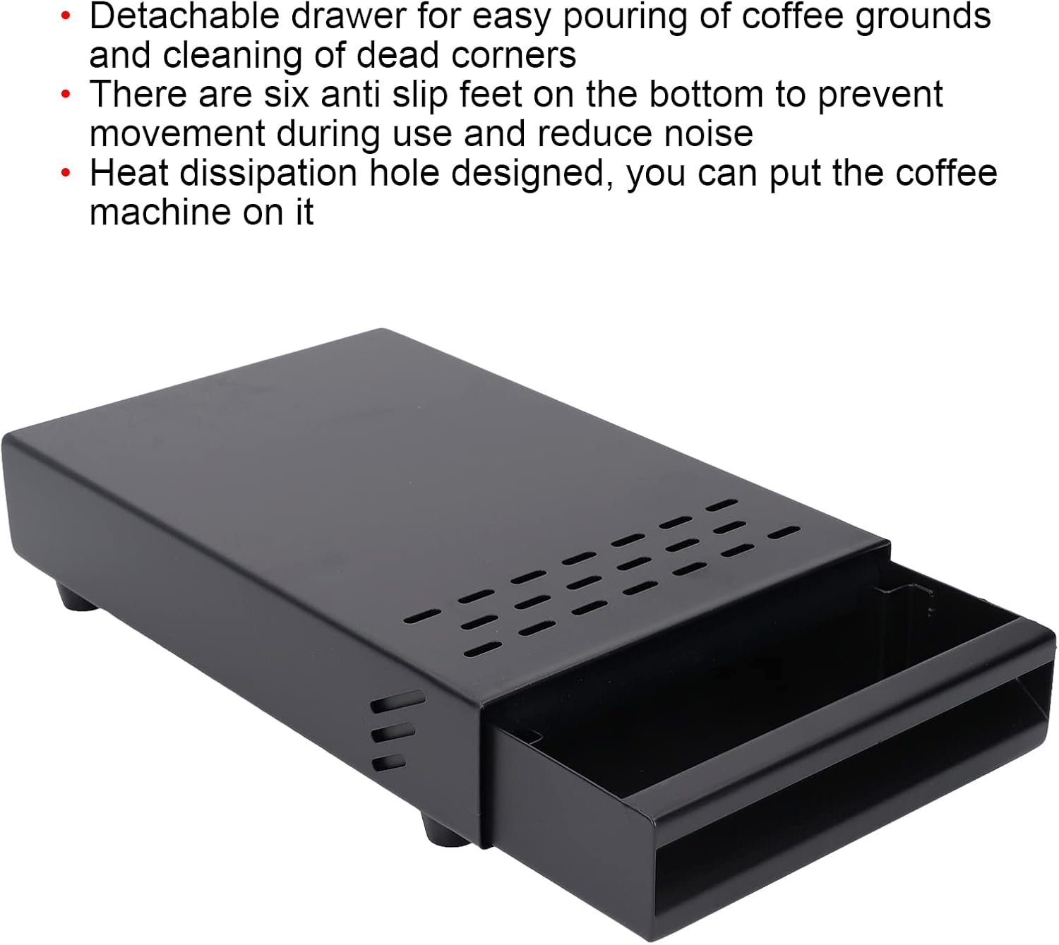Coffee Knock Box Drawer, Stainless Steel Thickened Coffee Powder Box Coffee Machine Accessories, Detachable Coffee Ground Knock Container, 7.1 X 11 X 2 in (Black)