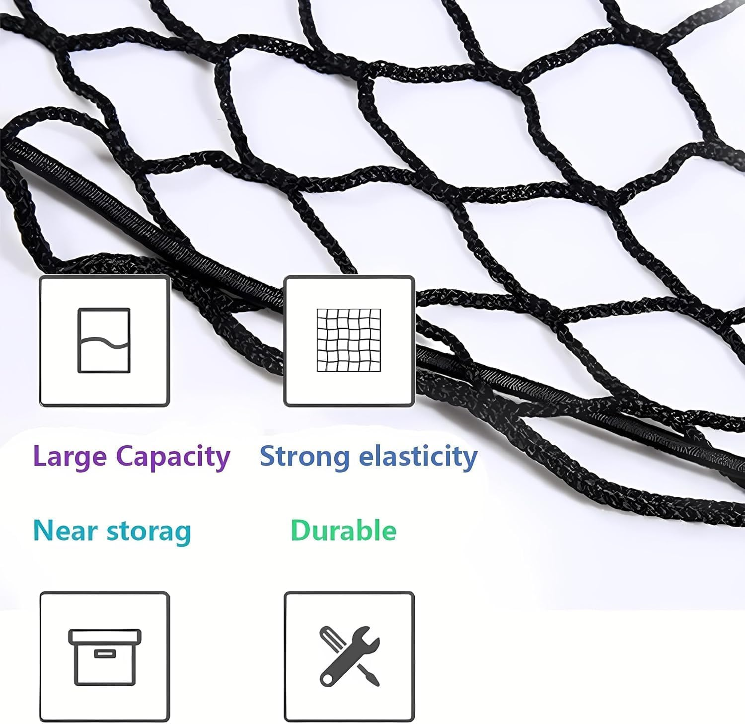 Cargo Net Compatible with 2019 to 2025 Subaru Forester, Black, Nylon/Polyester, Hook Fastener