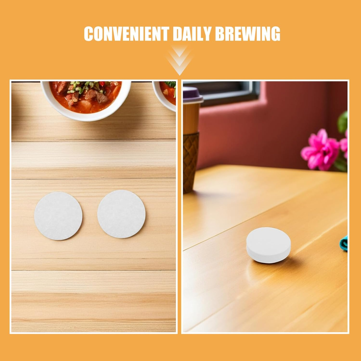 BUGUUYO 600Pcs round Disposable Coffee Filter Paper 64Mm White Coffee Filter Discs for Drip Espresso and Pour-Over Brewing Home and Party Use image number 4