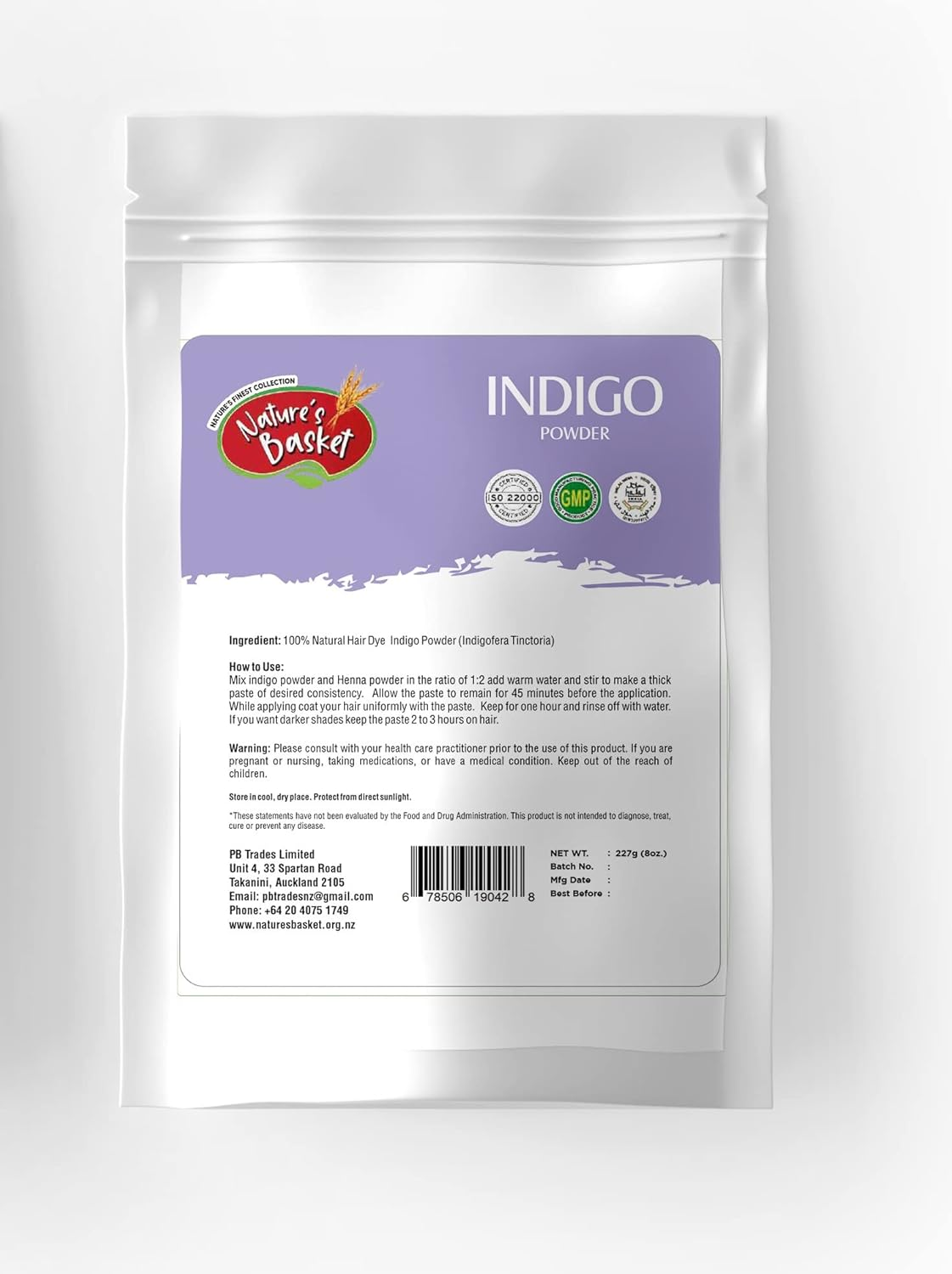 Nature'S Basket Indigo (Indigofera Tinctoria) Powder, (227G) image number 2