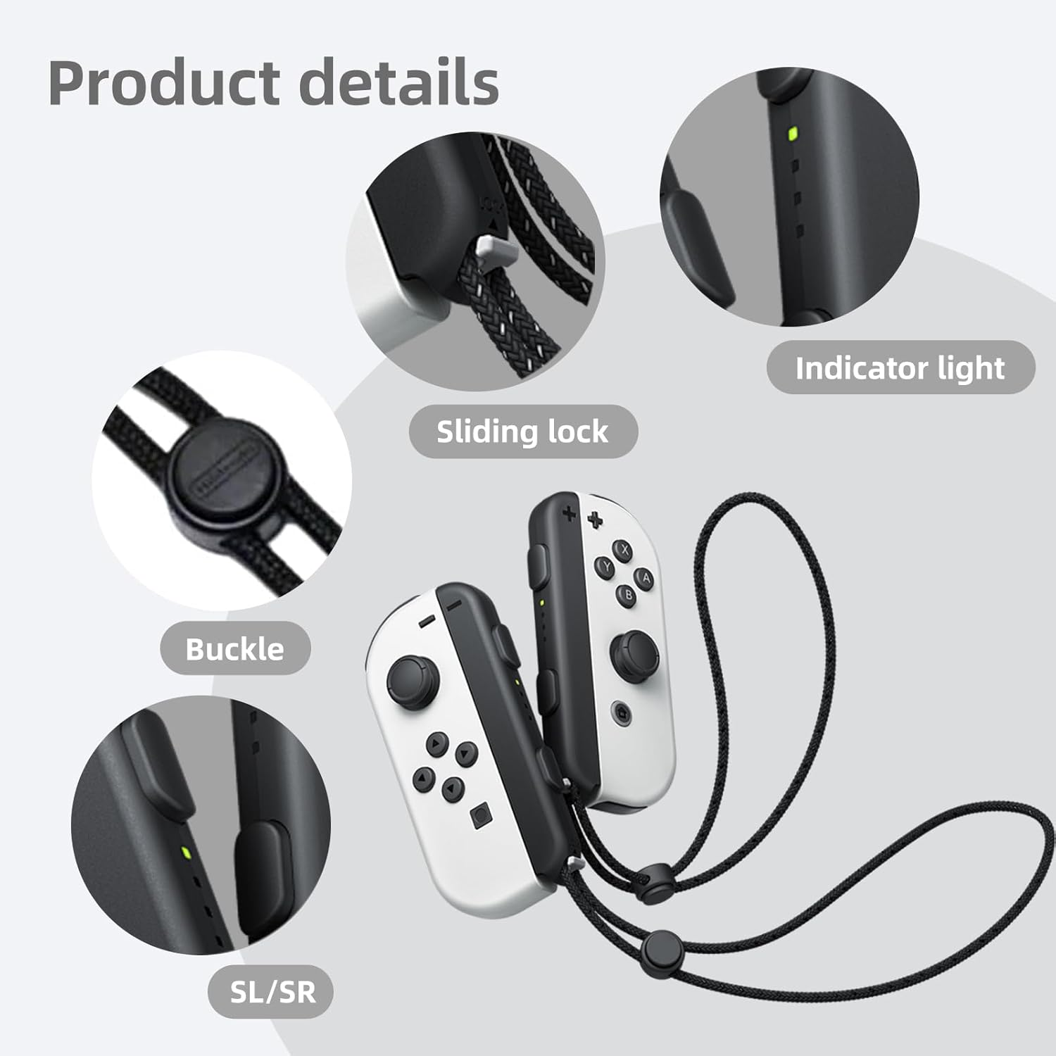 Hzqzaoan 2 Pack Wrist Strap for Switch Joycons Strap Grips - Official Style Enhanced Wristband for Switch Sports Games, Anti-Slip Secure Accessories for Nintendo Switch Joycon Controller (Black) image number 1