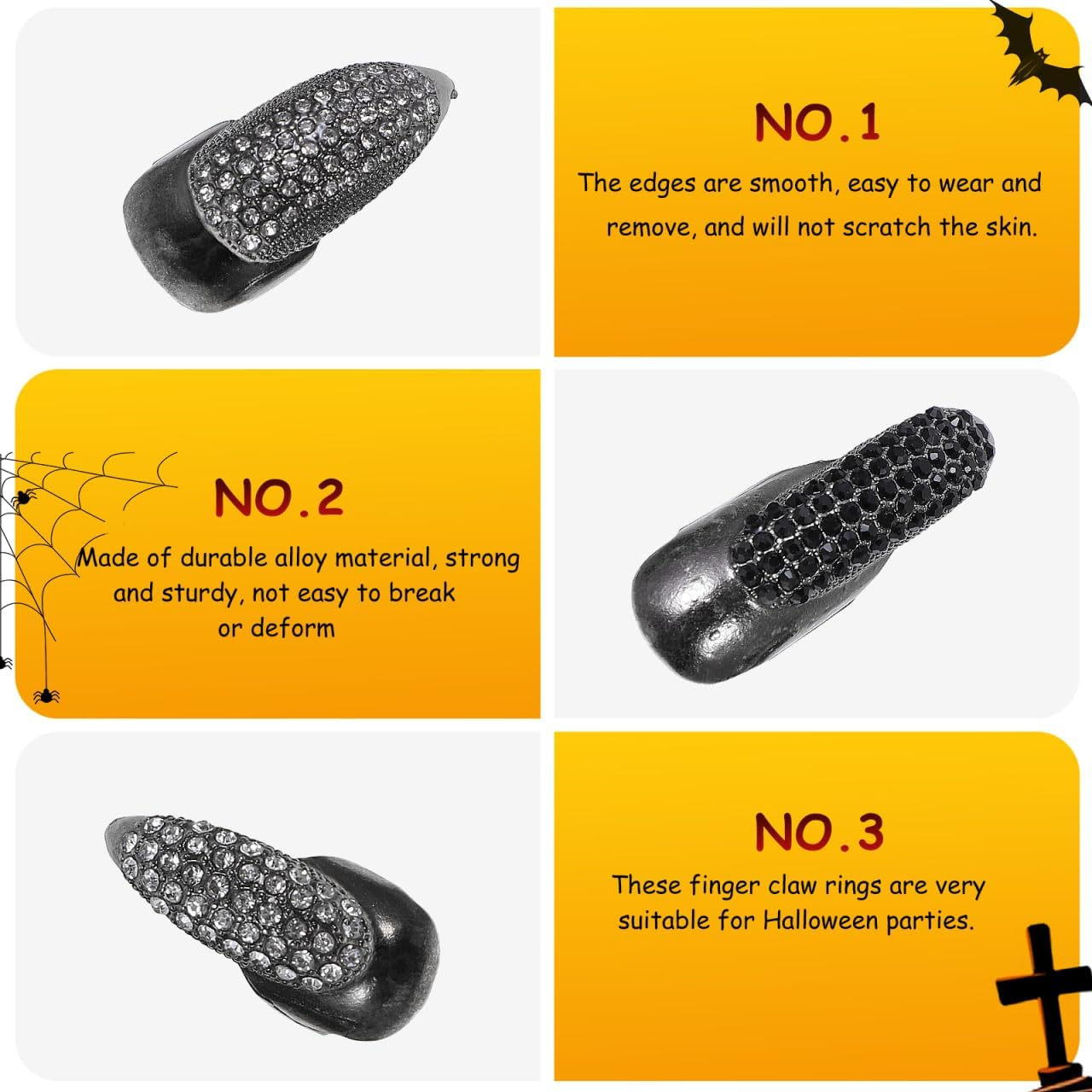 Beaupretty 30 Decorative Nails Metal Gothic Rings Claw Nails Nail Claw on Fingertip Nail Decoration Costume Jewellery Fingernail Claw Gothic Claw Rings image number 1