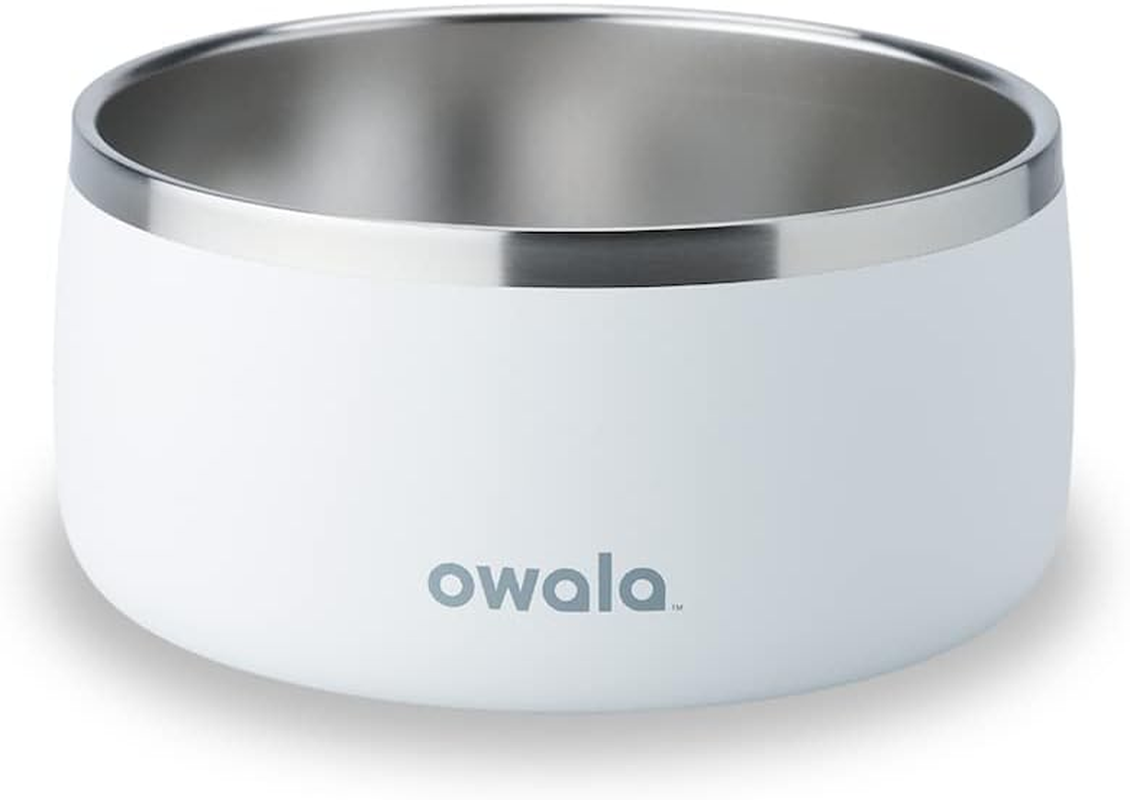 Owala Pet Bowl - Durable Stainless Steel, Food and Water Bowl for Dogs, Cats, and All Pets, Non-Slip Base, 24Oz, Black (Very, Very Dark)