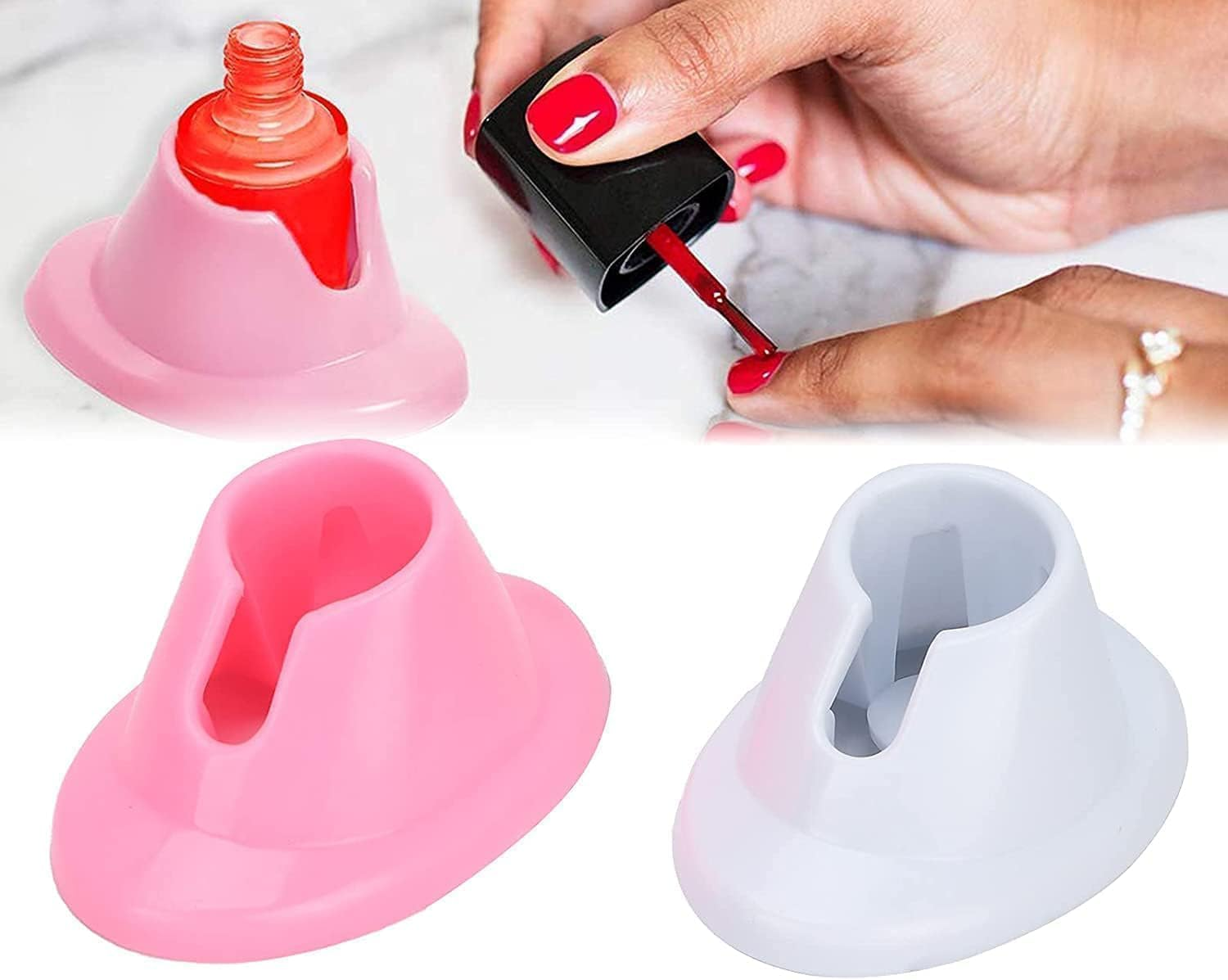 2Pcs Soft Rubber Nail Polish Bottle Holder, Durable Anti-Spill Stand for Secure Storage and Organized Salon or Home Use - 2-Piece Set, Mecus image number 6