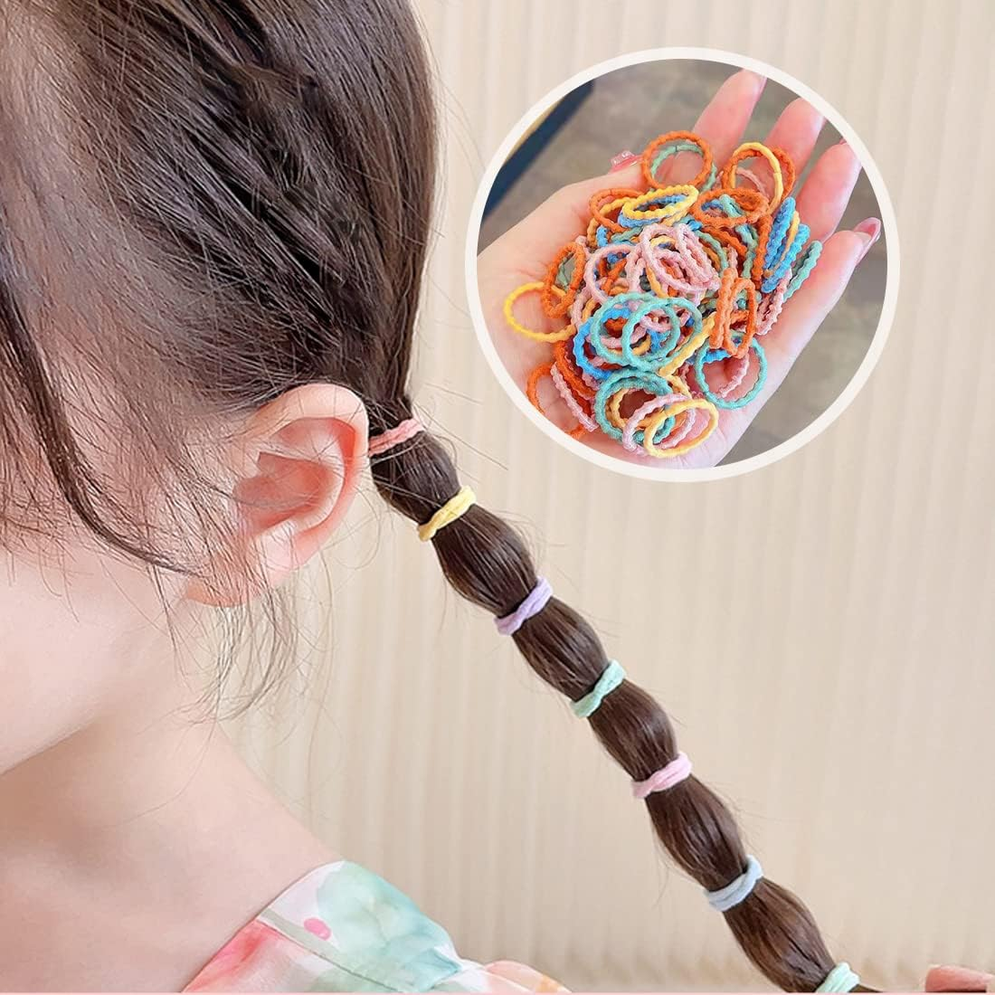 Pack of 200 Girls Hair Bobbles Colourful Elastic Hair Bobbles Small Elastic Hair Bobbles Ponytail Holder Small Girls Children Hair Accessories