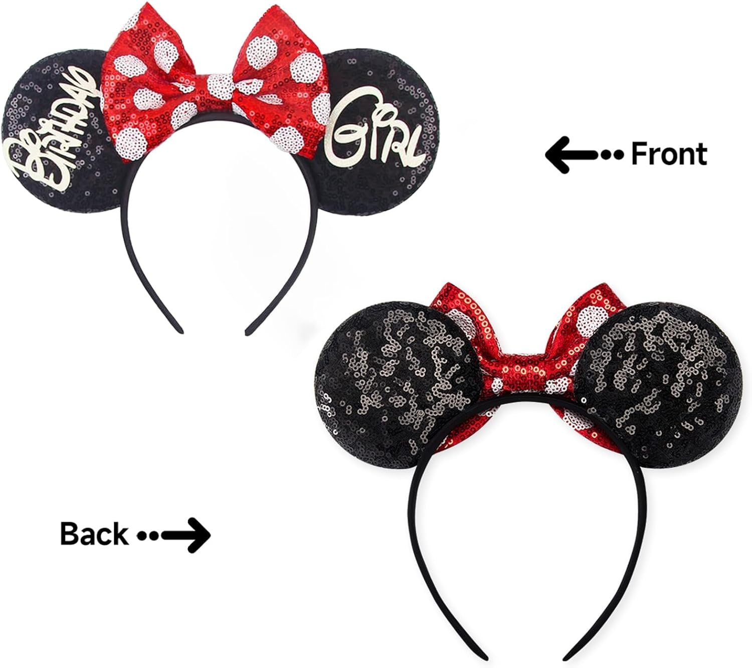 RAZKO Mouse Ears Headband, Birthday Girl Mice Ears Hairband, Classic Red, Silver Blue Rainbow Mouse Ears for Birthday Party or Birthday Present (Birthday Girl-B) - Cars-95 image number 6