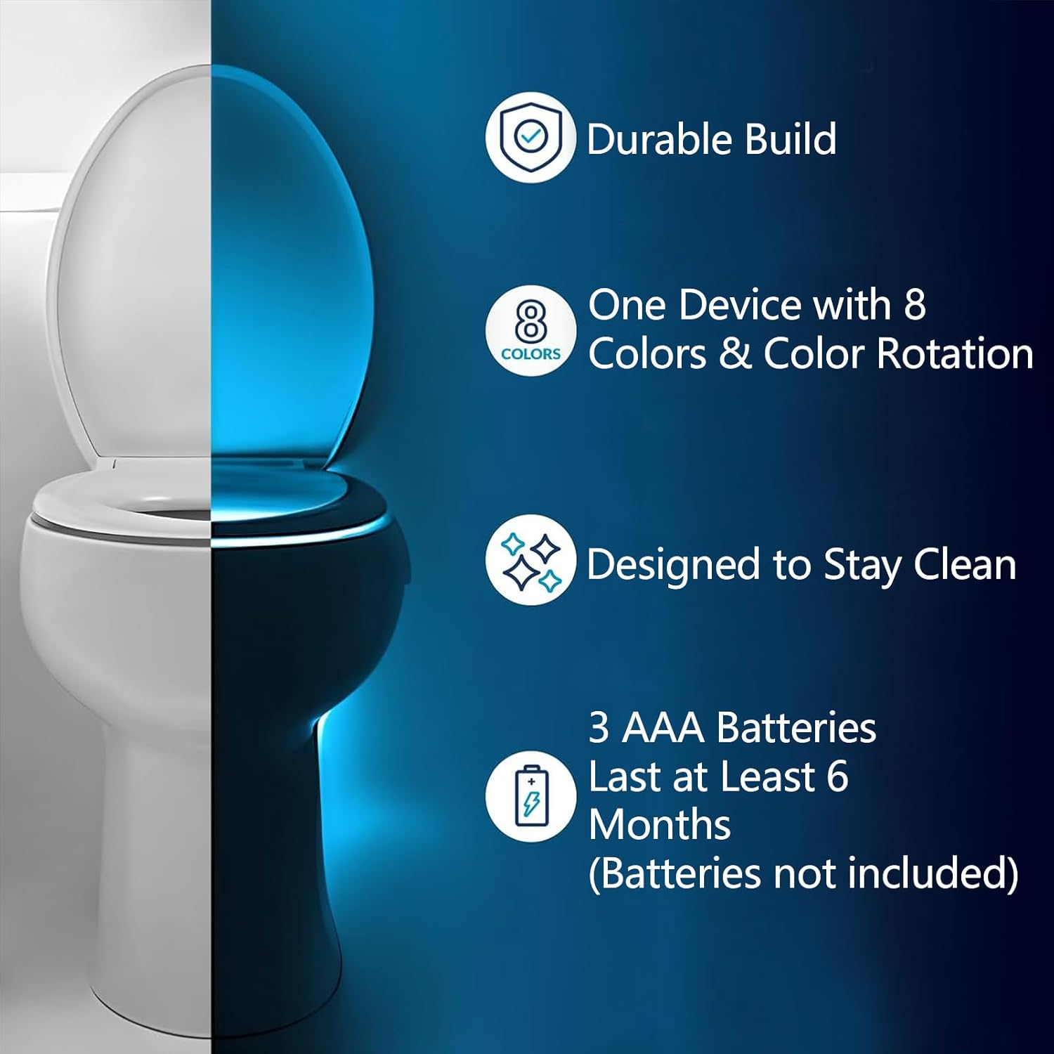 2 Pack Toilet Light, 16-Color Changing Led Toilet Bowl Light with Motion Sensor Activated Detection, Motion Sensor Lights for Bathroom Washroom, Glow Bowl L-Ight Fit for Any Toilets image number 3